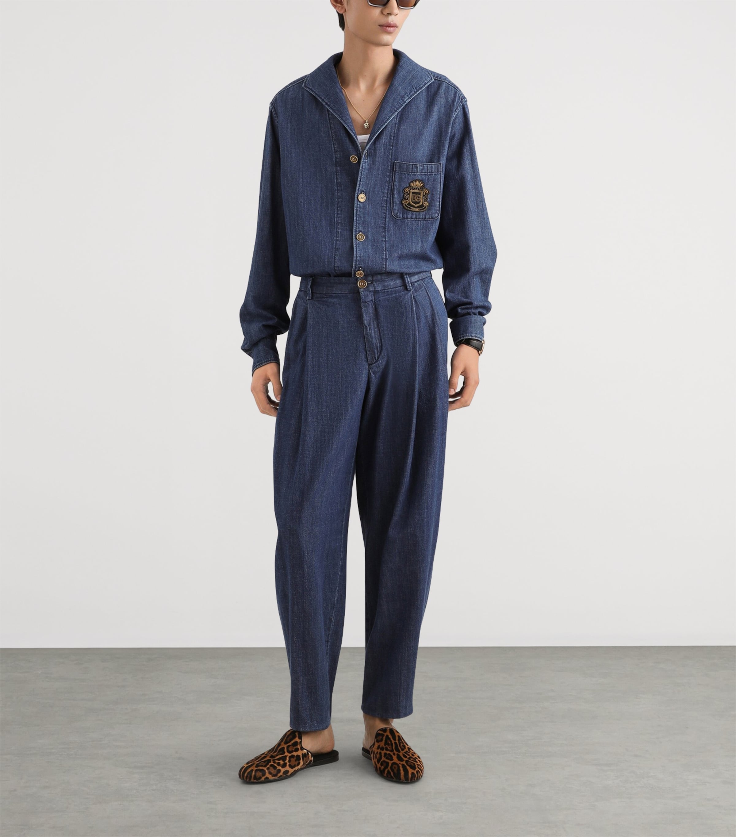 Dolce&Gabbana Mens Barrel-Leg Jeans Combined Colour Image 2