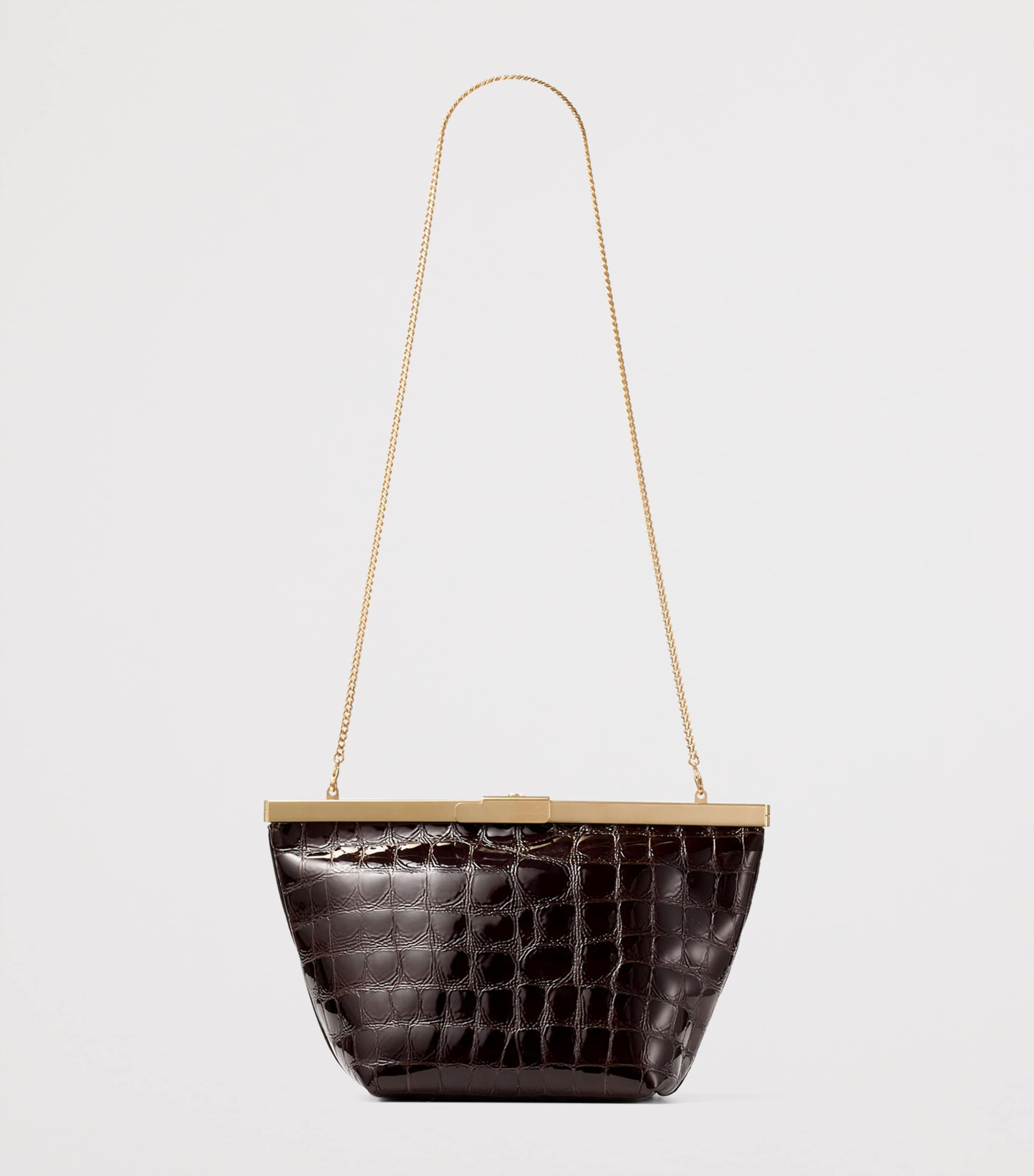 Croc-Embossed Ganache Clutch Bag SAMBUCO/GOLD Image 4
