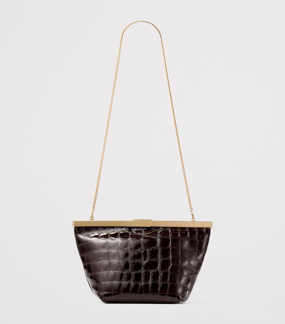 Croc-Embossed Ganache Clutch Bag SAMBUCO/GOLD Image 4