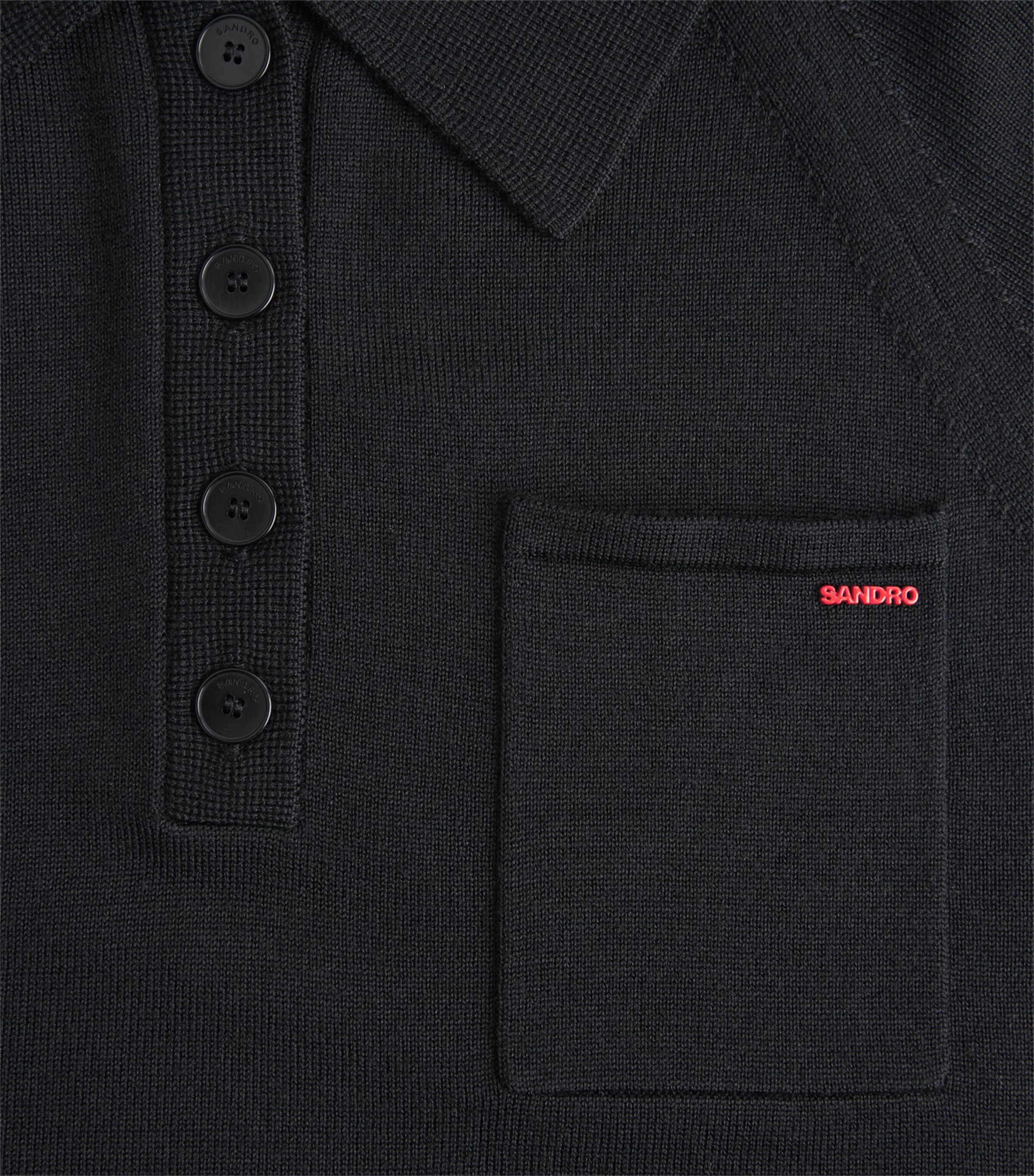 Sandro Paris Womens Wool-Blend Polo Sweater Black Image 6