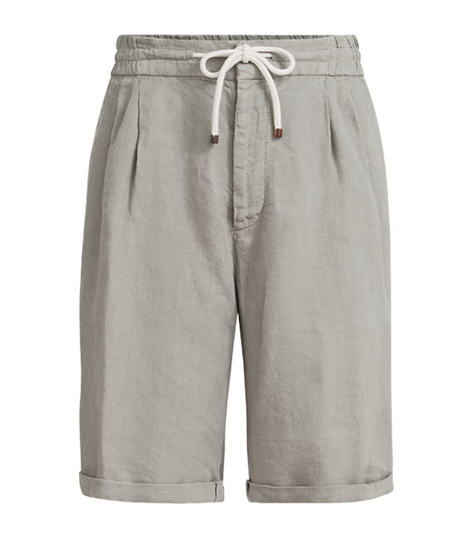 Brunello Cucinelli Mens Linen Drawstring Bermuda Shorts Image 1