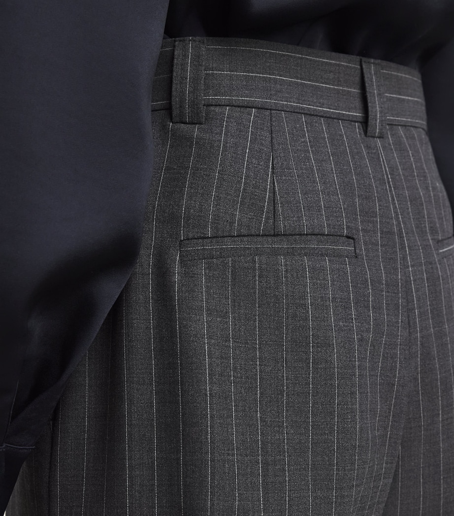Pleated Pinstripe Wide-Leg Trousers ANTHRACITE Image 6