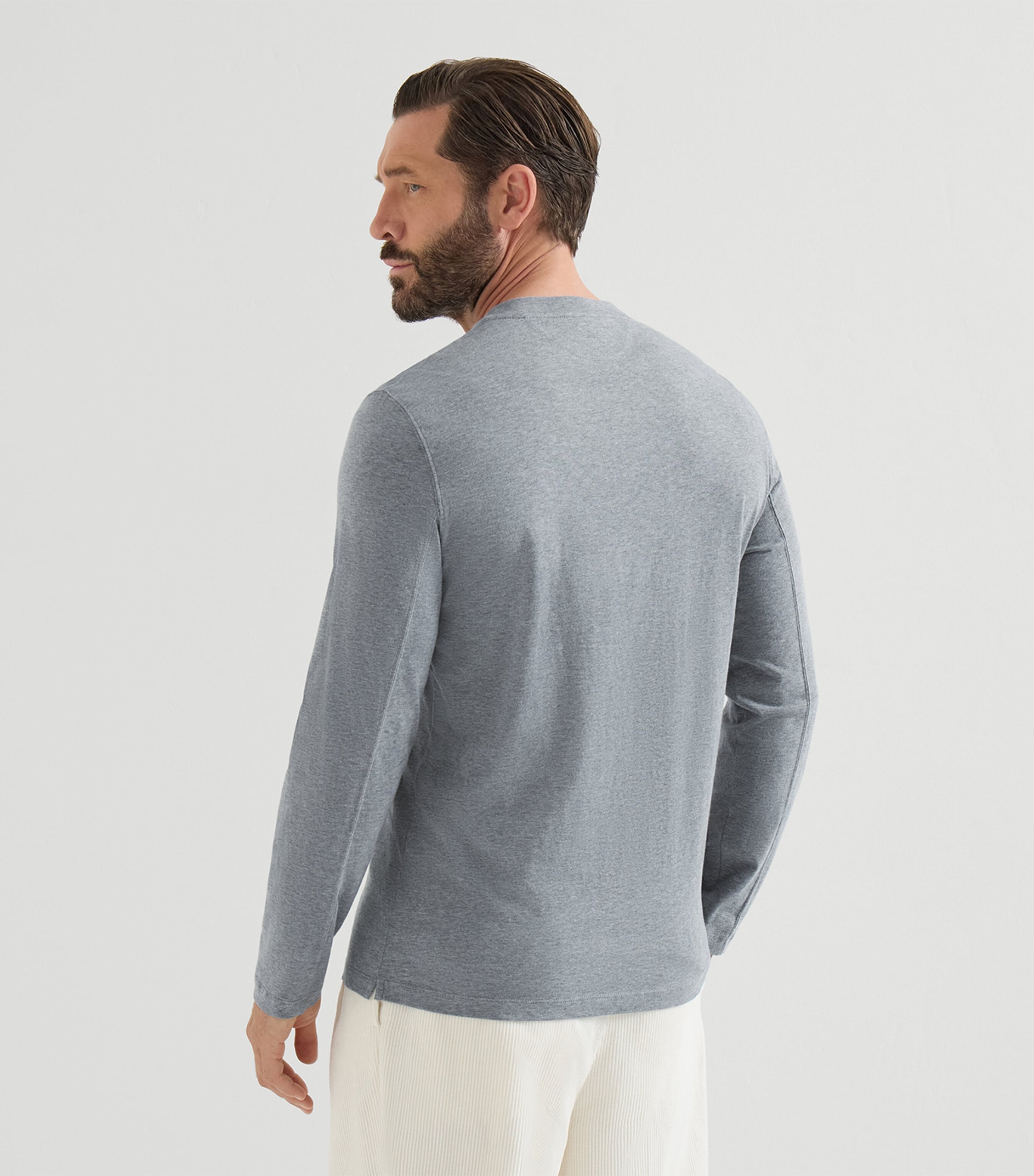 Brunello Cucinelli Mens Cotton Long-Sleeve T-Shirt Grey Image 5