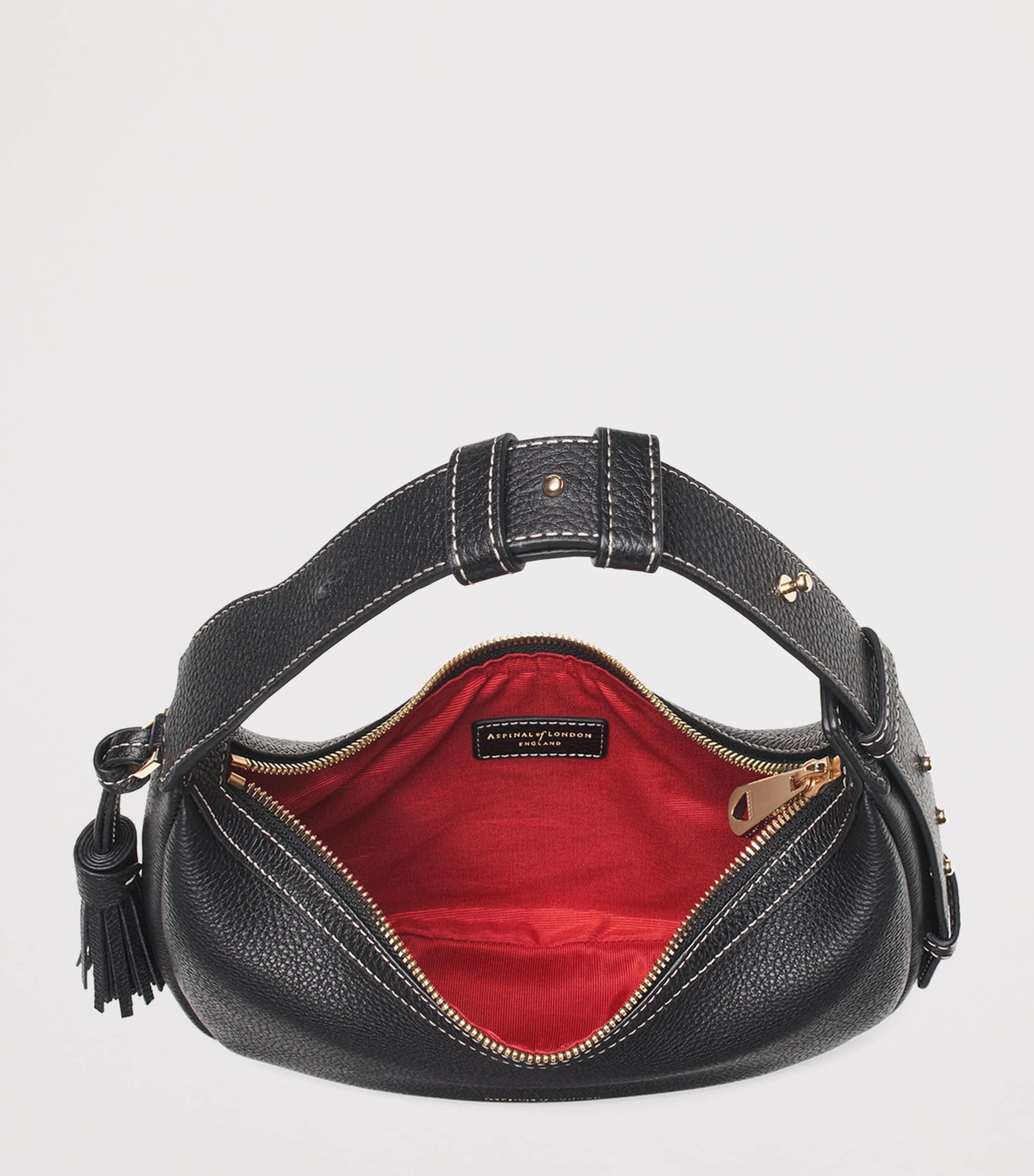Aspinal Of London Mini Soho Crescent Shoulder Bag Black Image 4