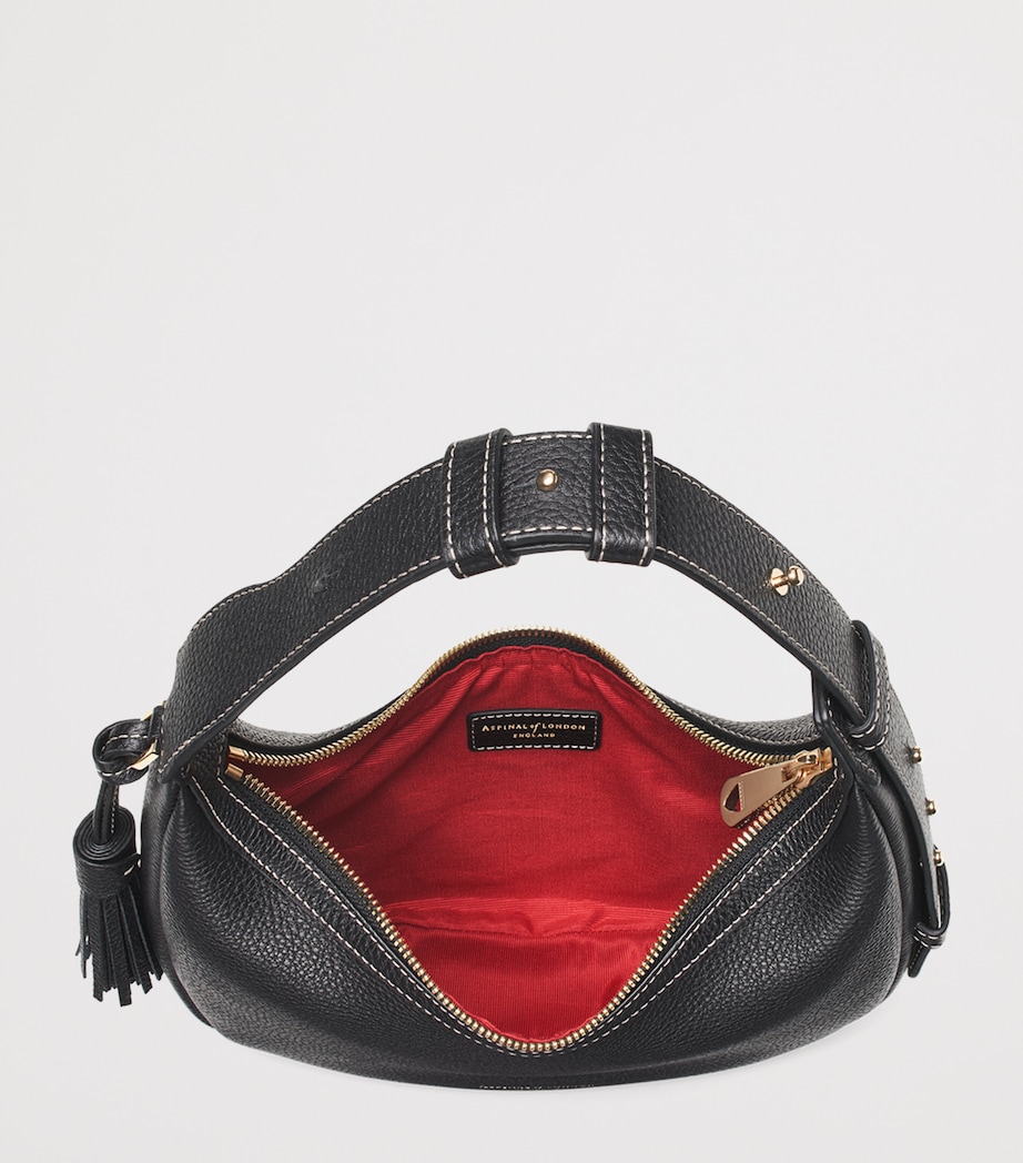 Aspinal Of London Mini Soho Crescent Shoulder Bag Black Image 4
