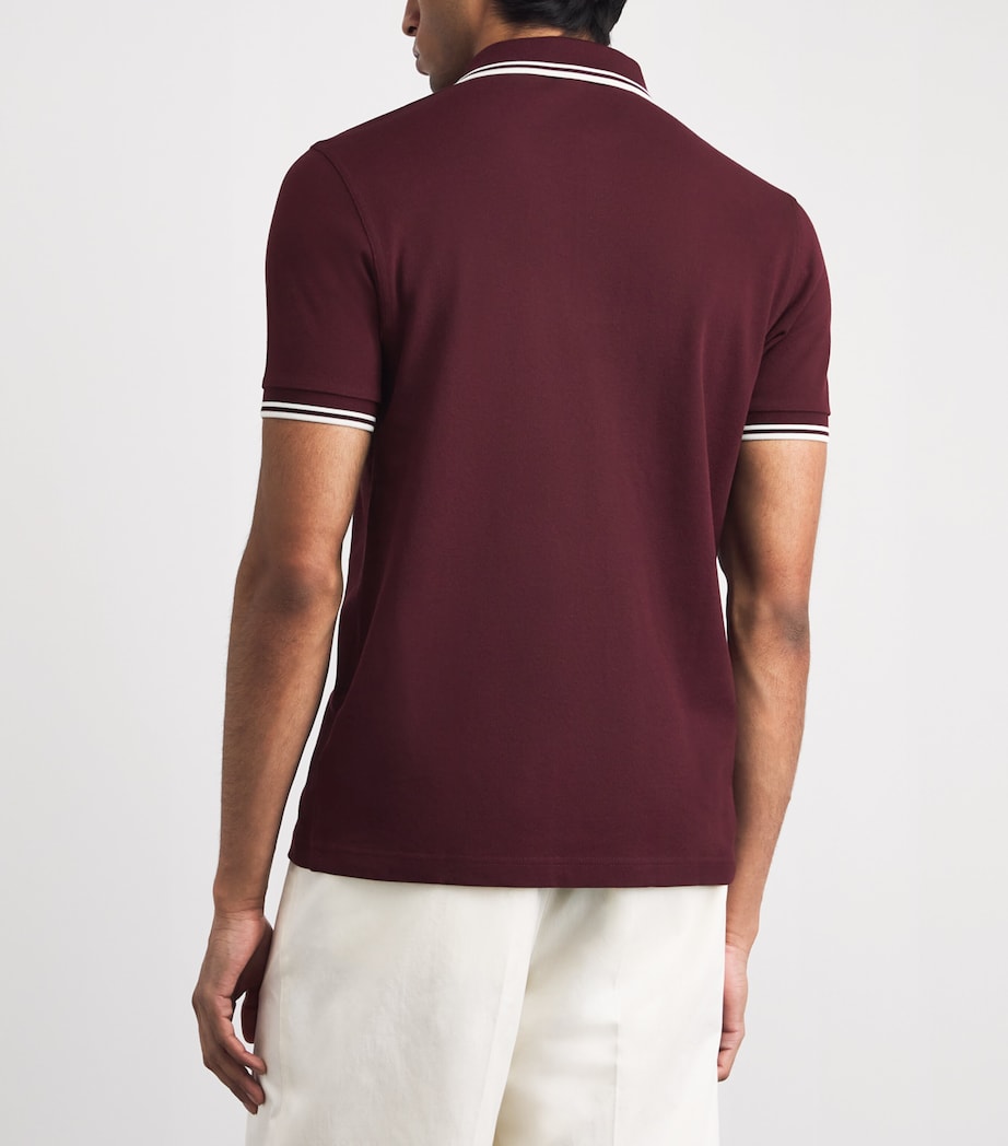 Fred Perry Mens Twin Tipped Polo Shirt Oxblood / Ecru Image 5