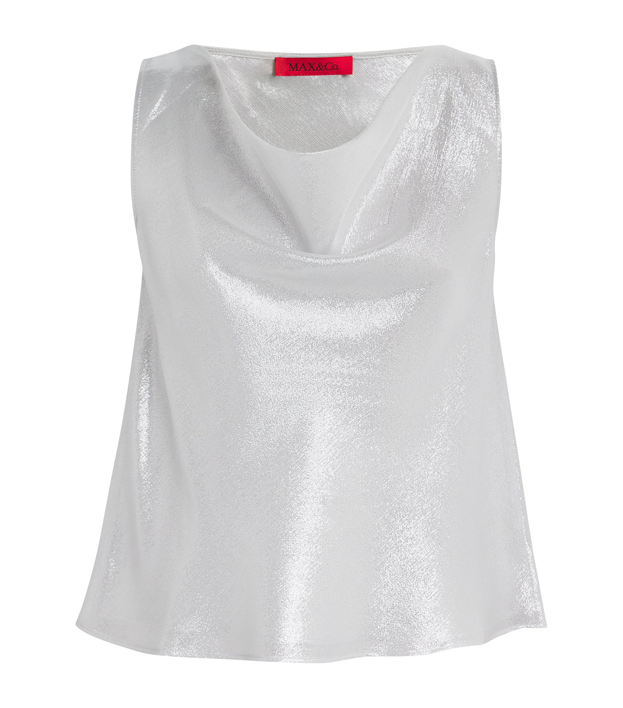Max & Co Silk-blend Georgette Top In Grey