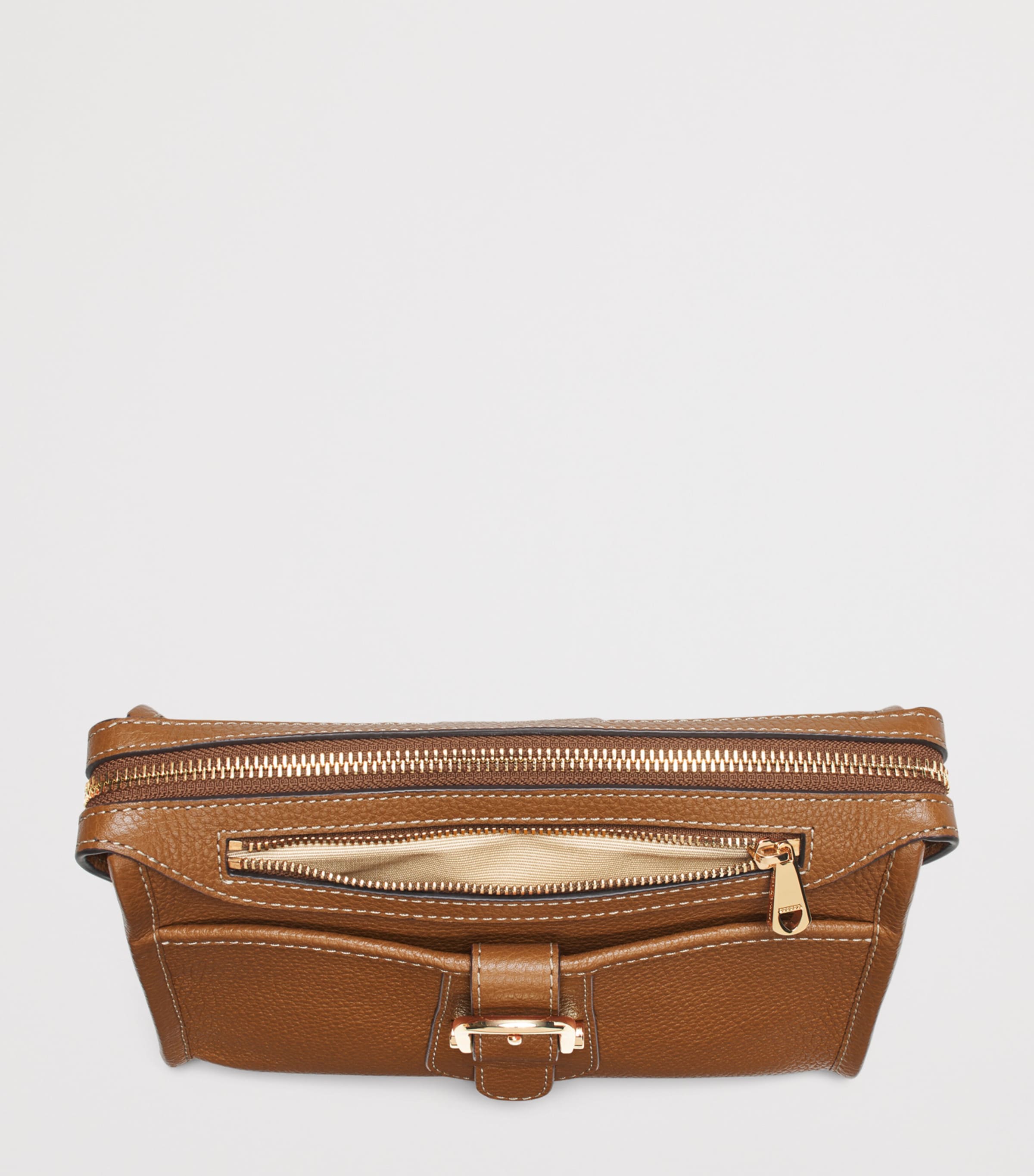 Aspinal Of London Small Leather Bella Cross-Body Satchel Tan Image 4