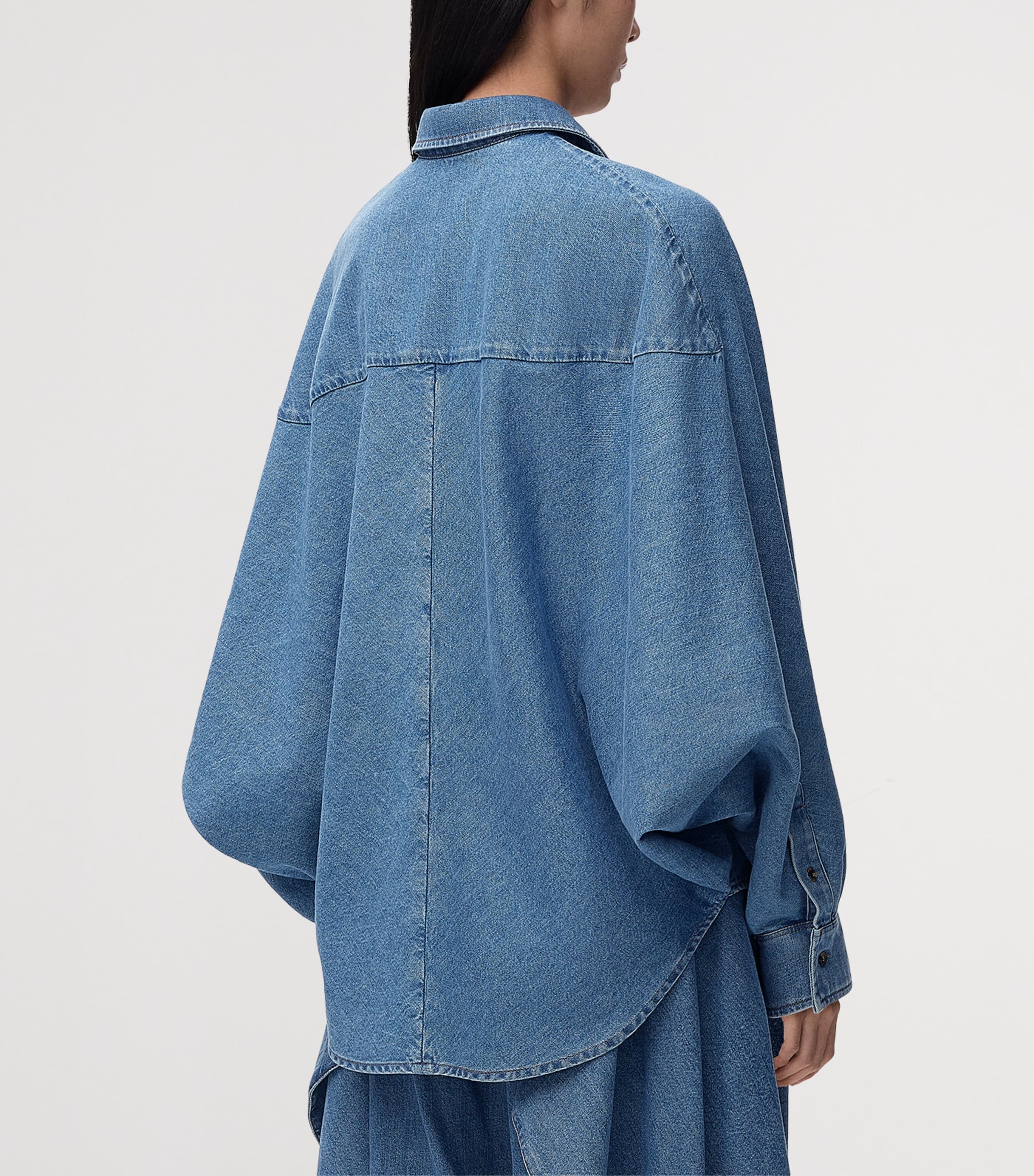LOEWE Womens Oversized Denim Shirt Light Blue Image 4