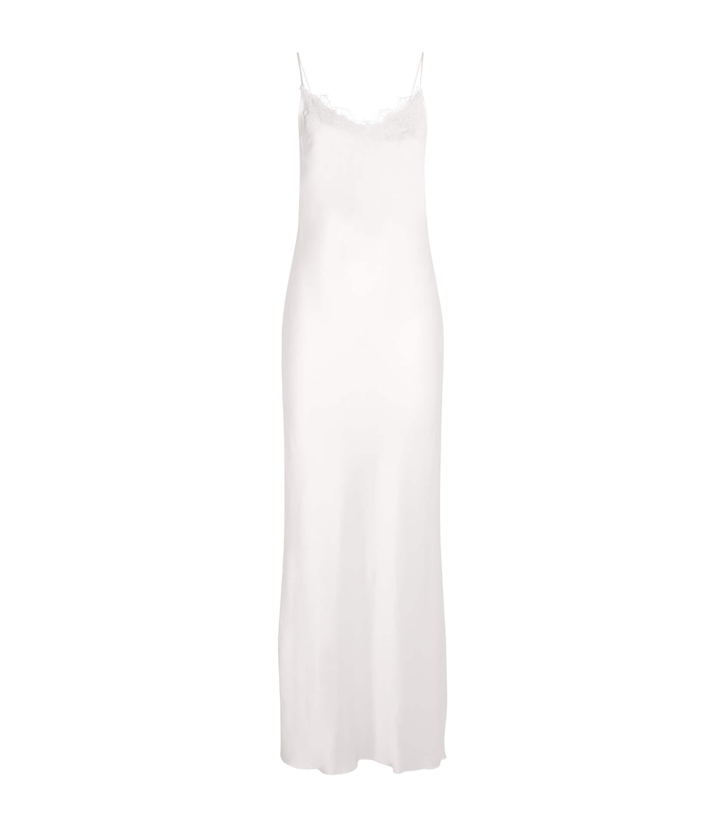 Silk Lace-Trim Maxi Slip Dress WHITE/WHITE Image 1