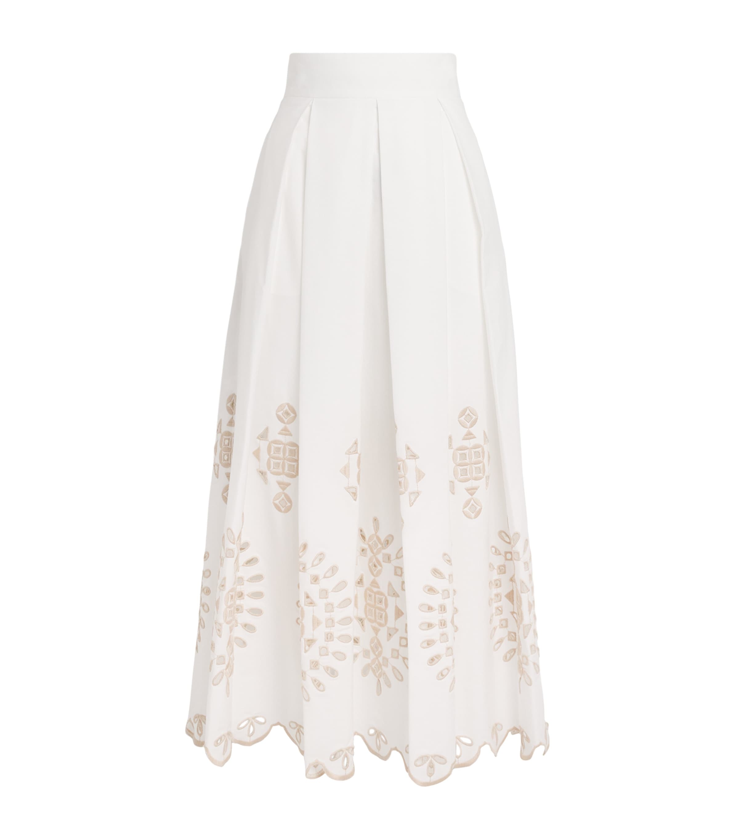 Eleventy Openwork-embroidery Midi Skirt