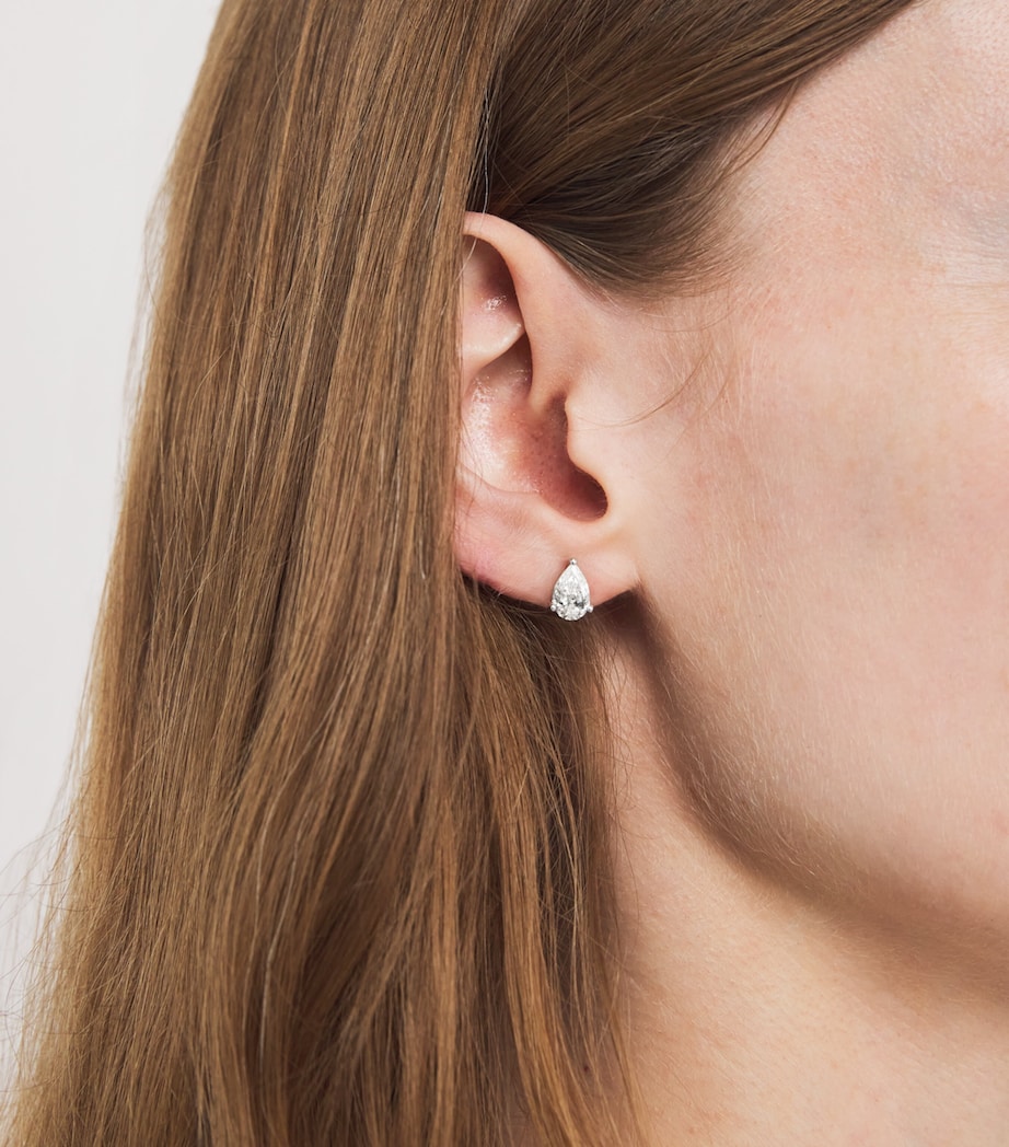 White Gold and Diamond Pear Stud Earrings (1.50ctw) WHITE GOLD Image 2