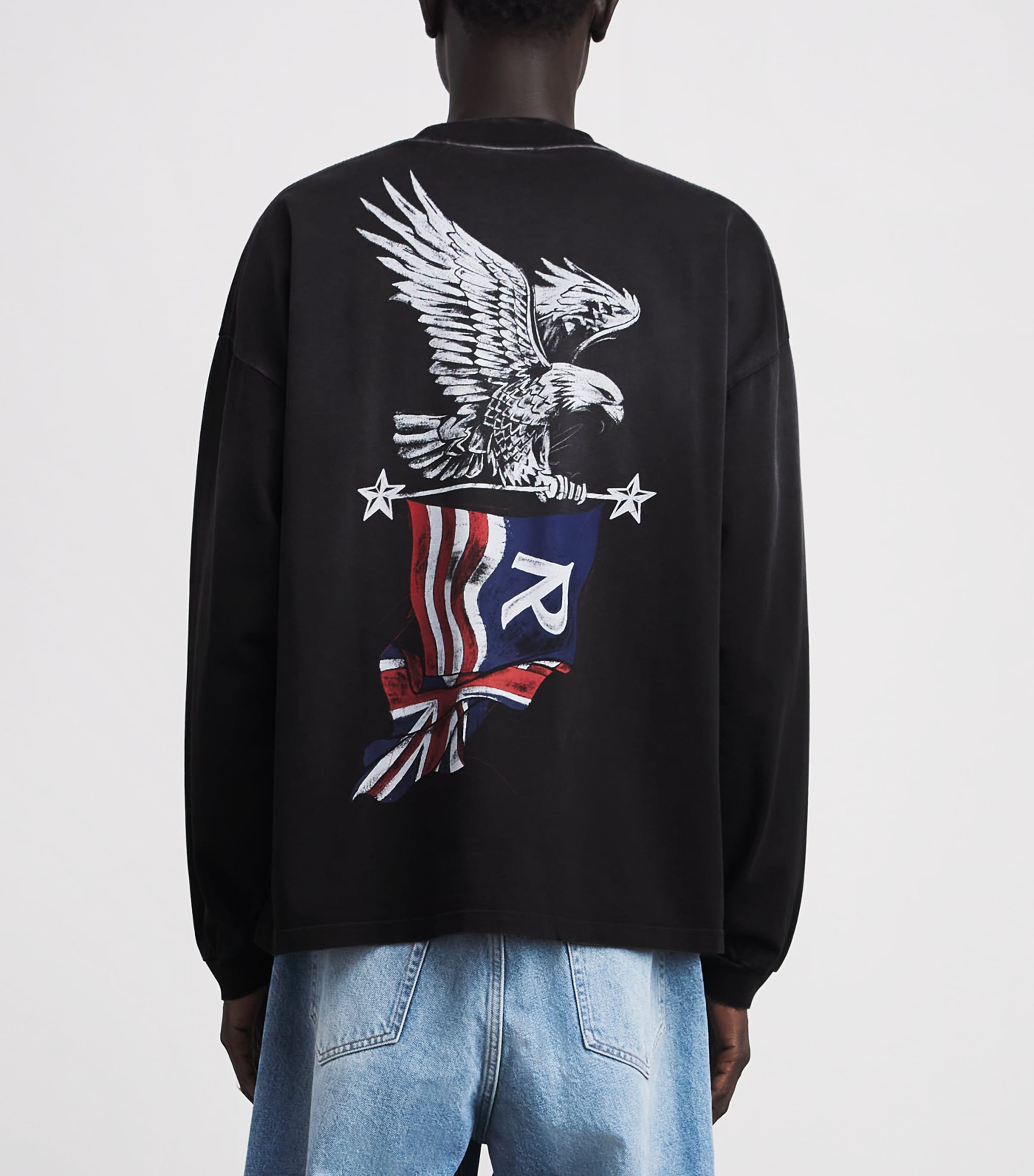 Represent Mens Cotton Eagle Long-Sleeve T-Shirt Black Image 5