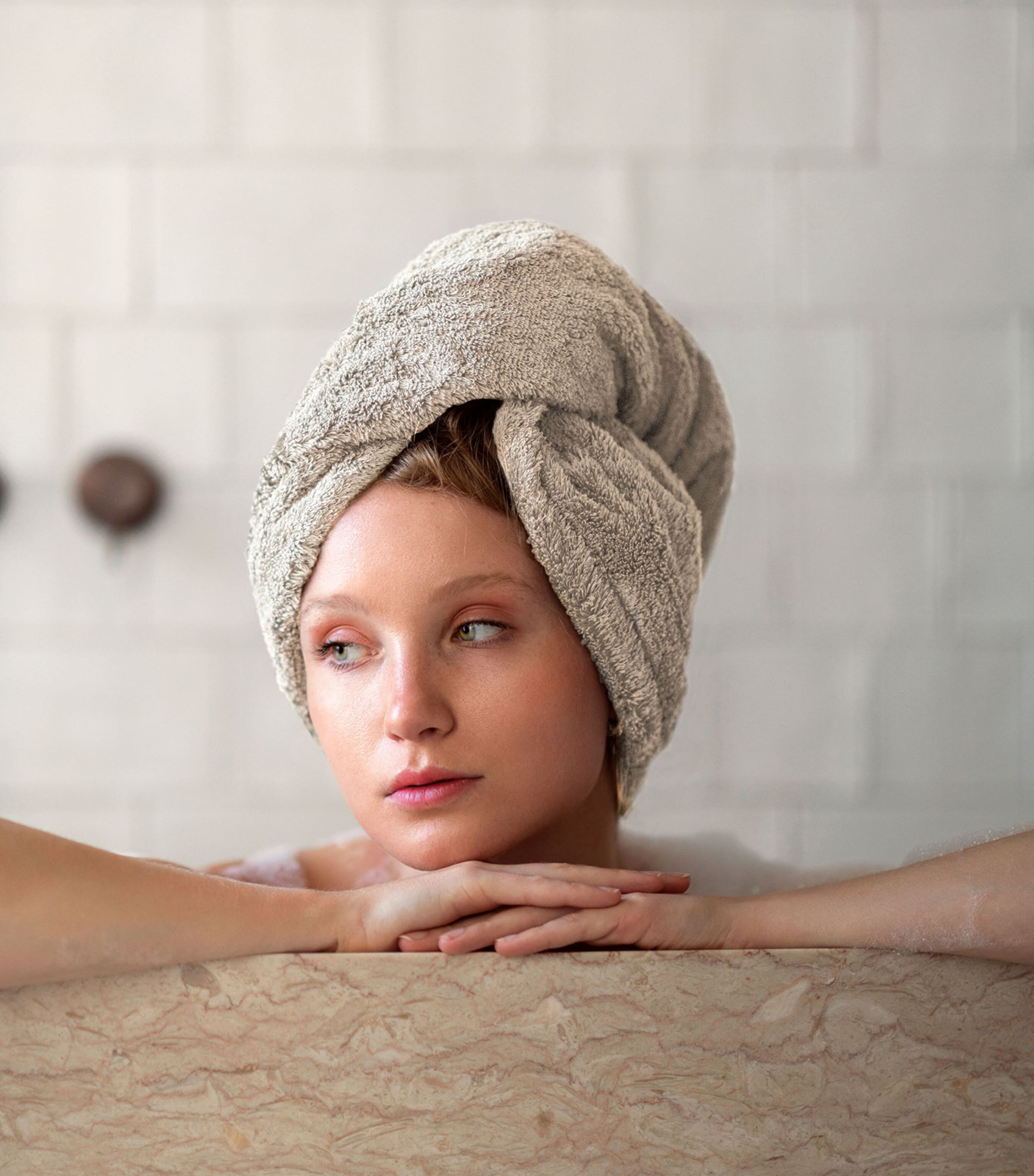 Egyptian Cotton Egoist Hair Towel (75cm x 23cm) WHITE Image 3