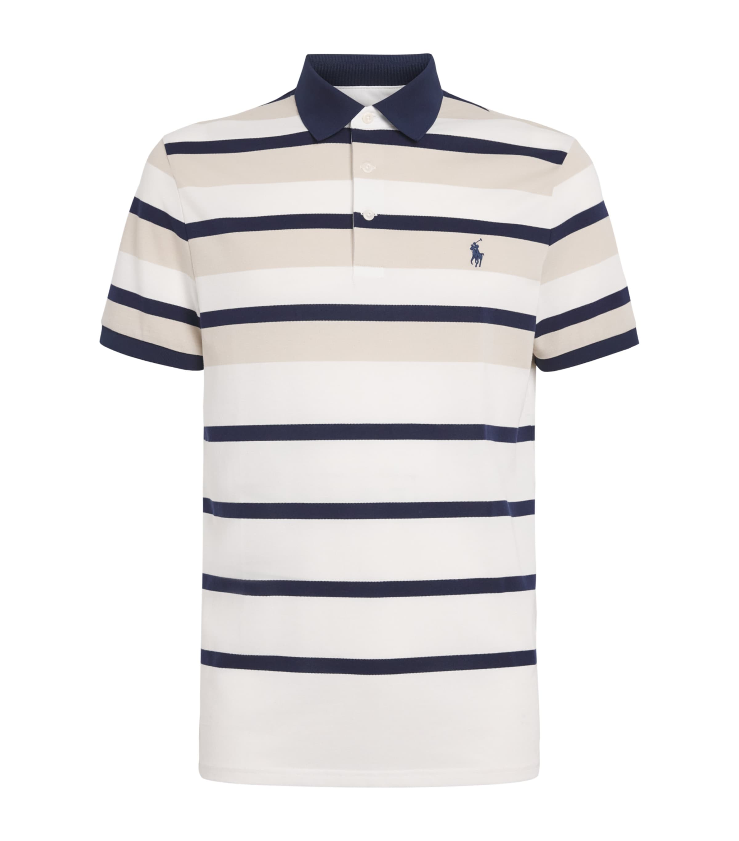 RLX Ralph Lauren Mens Stretch-Cotton Performance Polo Shirt Basic Sand Multi Image 1