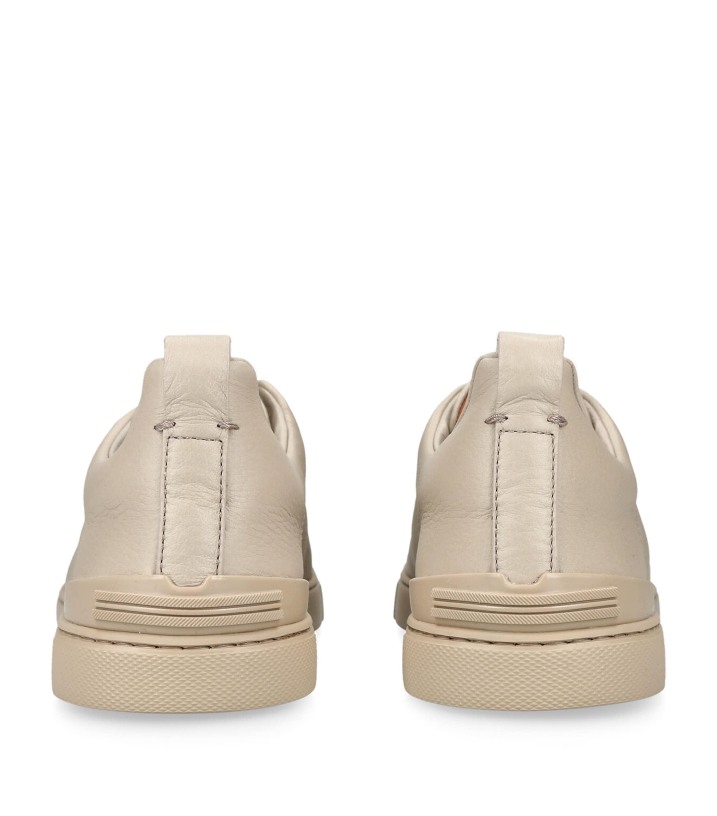 Leather Triple Stitch Sneakers BEIGE Image 2