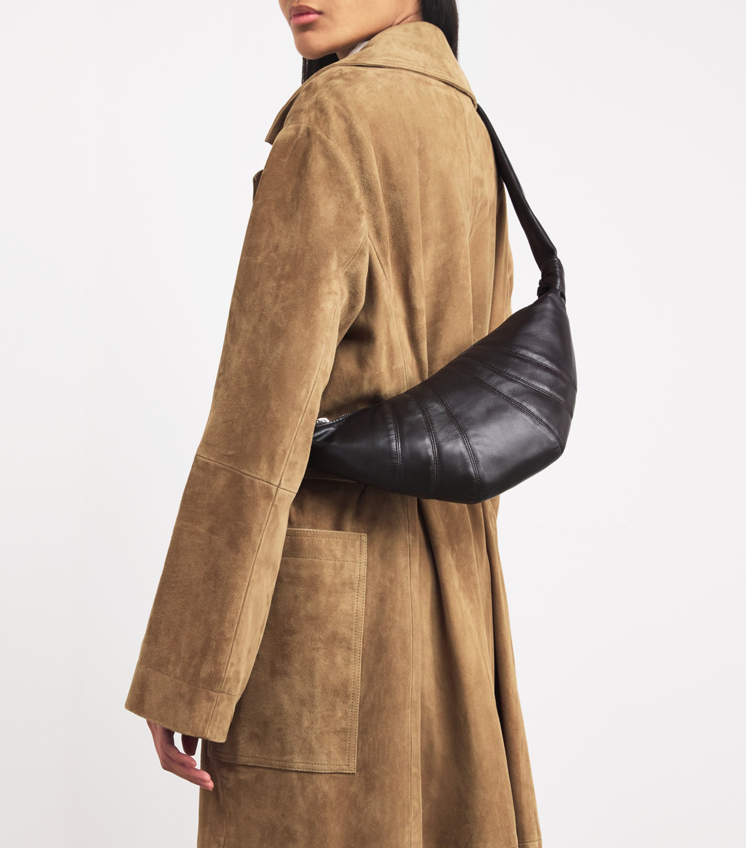 Small Nappa Leather Croissant Cross-Body Bag BR490DARK CHOCOLATE Image 5