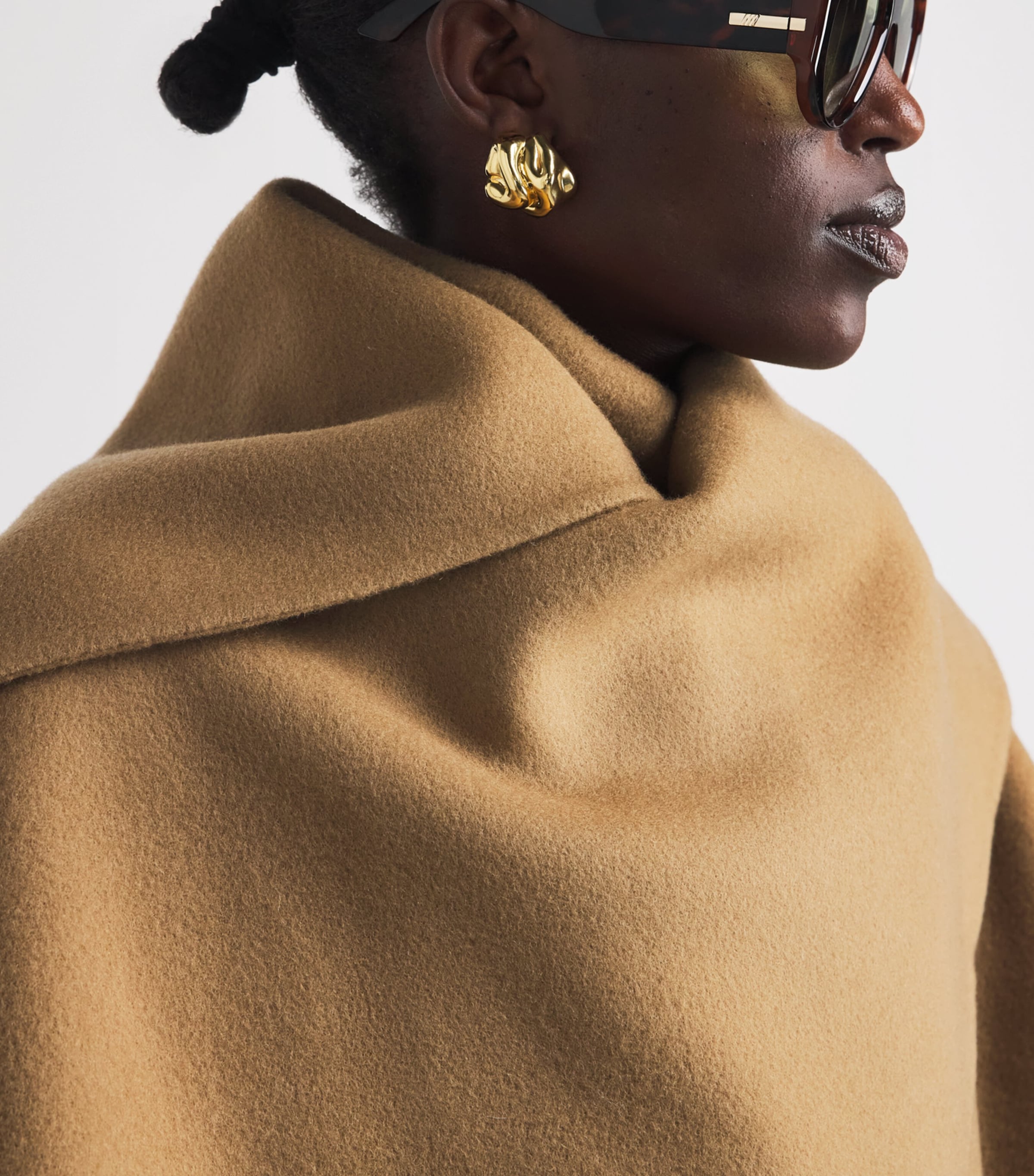 Source Unknown Womens Wool Nuage Scarf Coat Tan Image 3