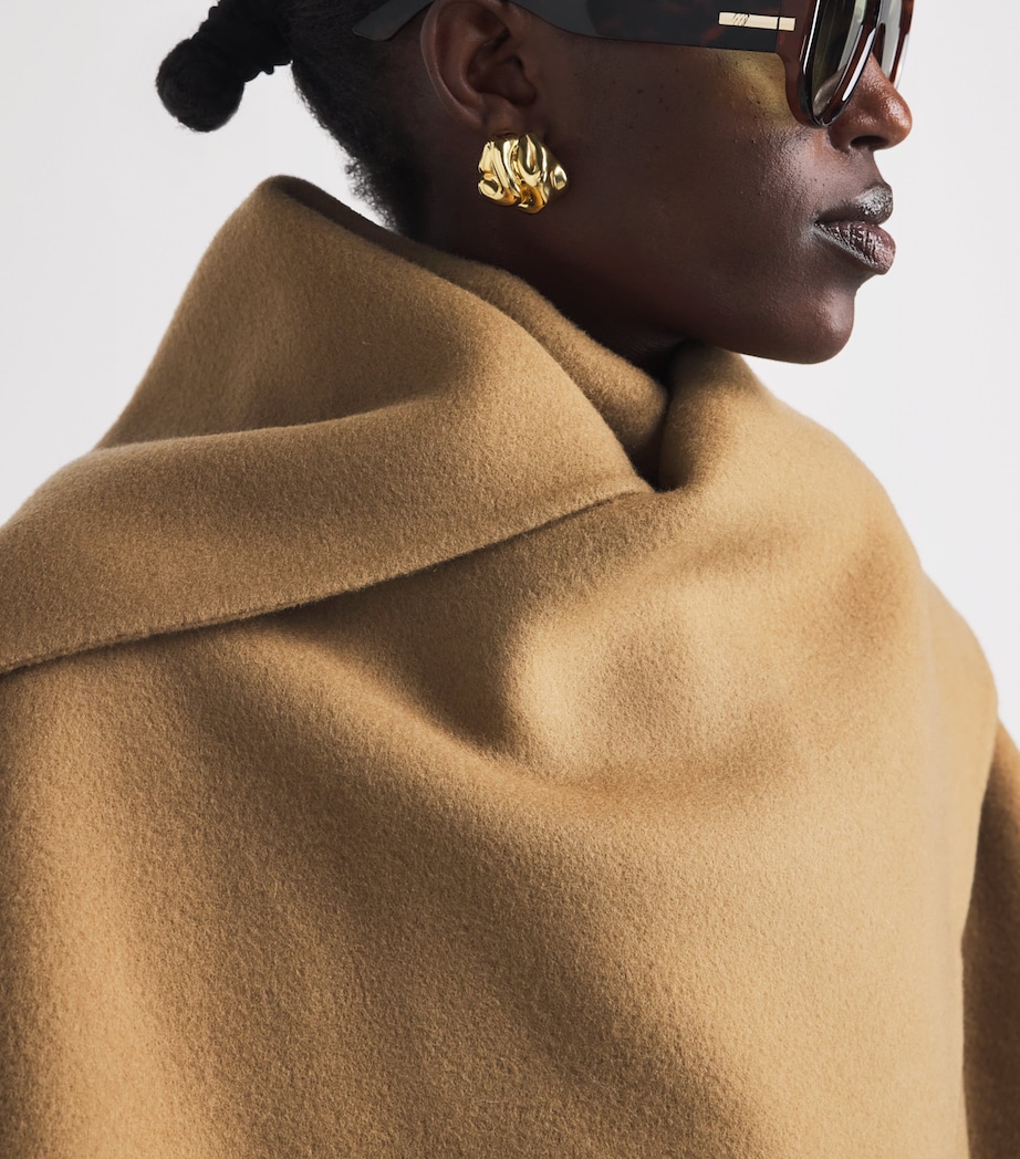 Source Unknown Womens Wool Nuage Scarf Coat Tan Image 3