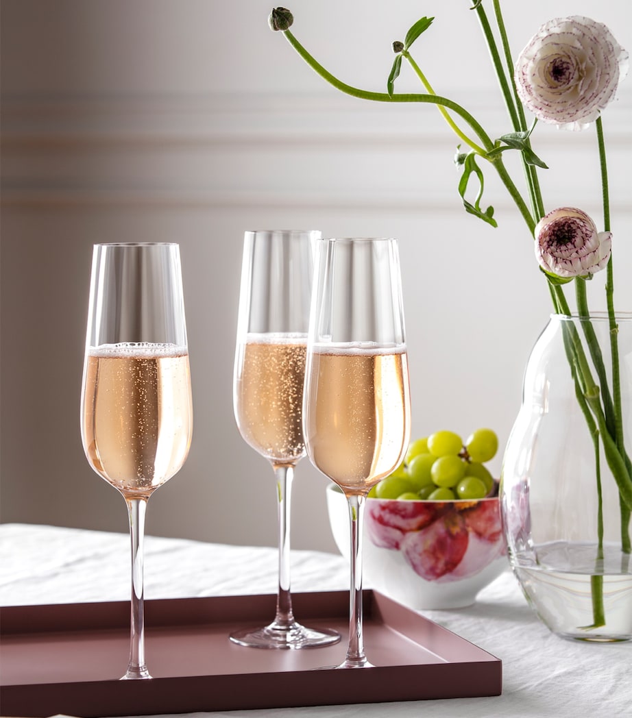 Set of 4 Rose Garden Champagne Flutes (120ml) CLEAR Image 2