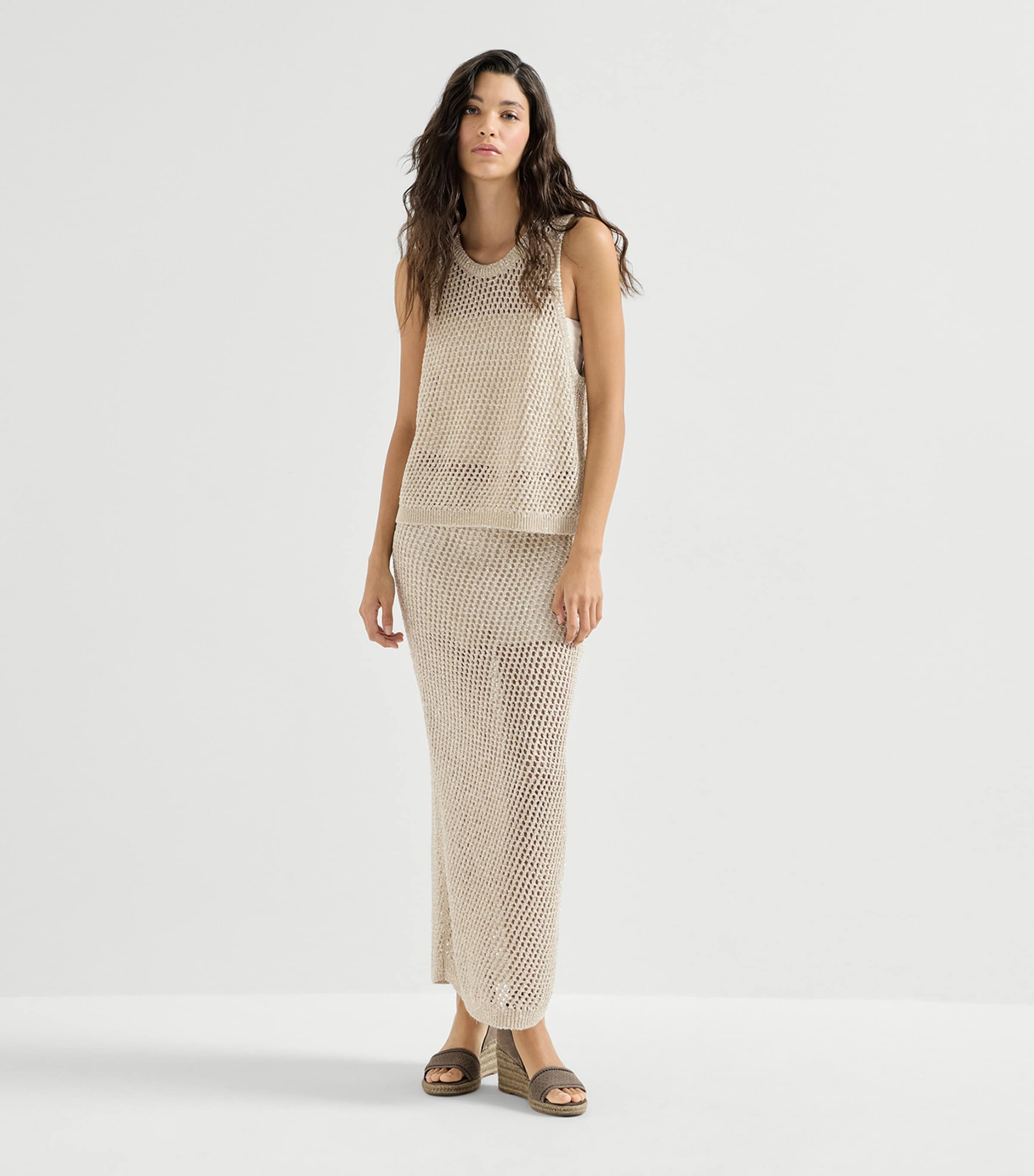 Brunello Cucinelli Womens Dazzling Open-Knit Top Image 2