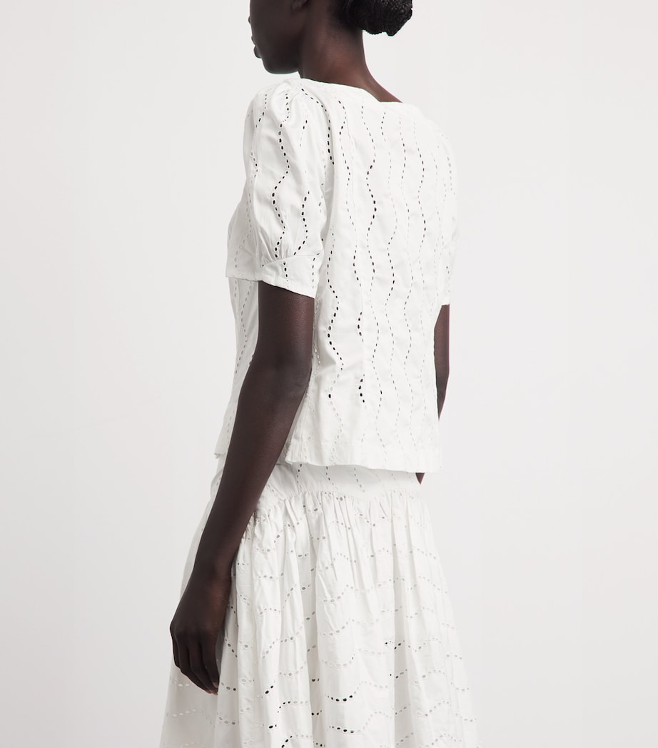 Polo Ralph Lauren Womens Cotton Eyelet Blouse White Image 5
