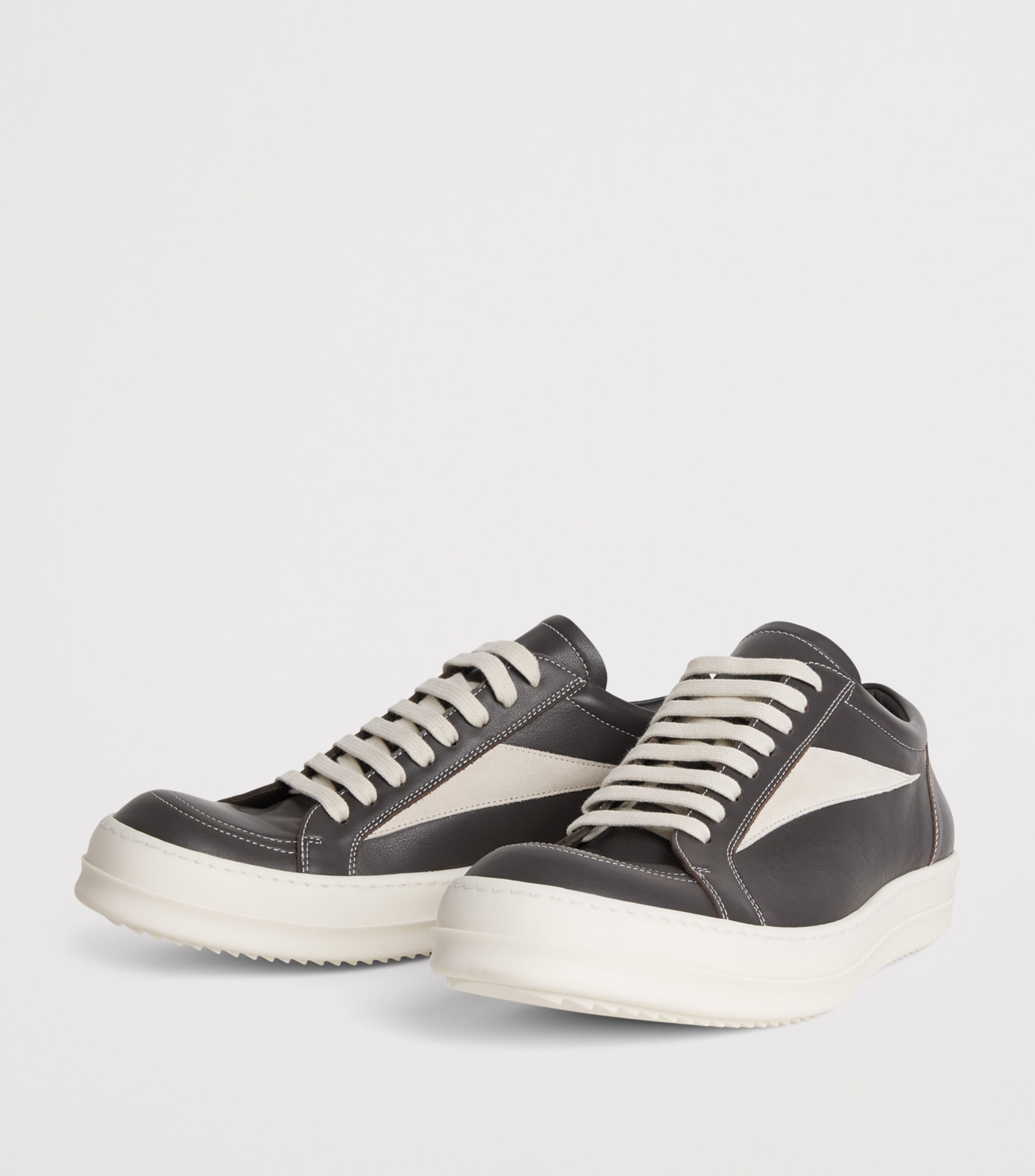 Rick Owens Leather Vintage Sneakers Drkdust/milk Image 3