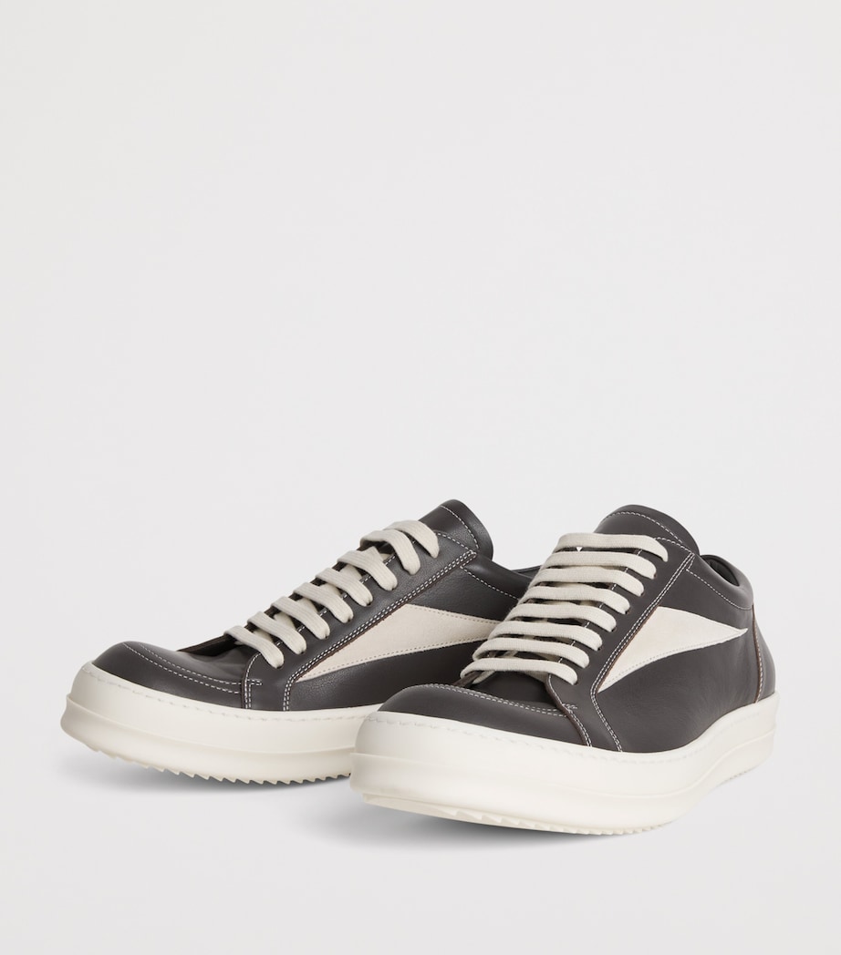 Rick Owens Leather Vintage Sneakers Drkdust/milk Image 3