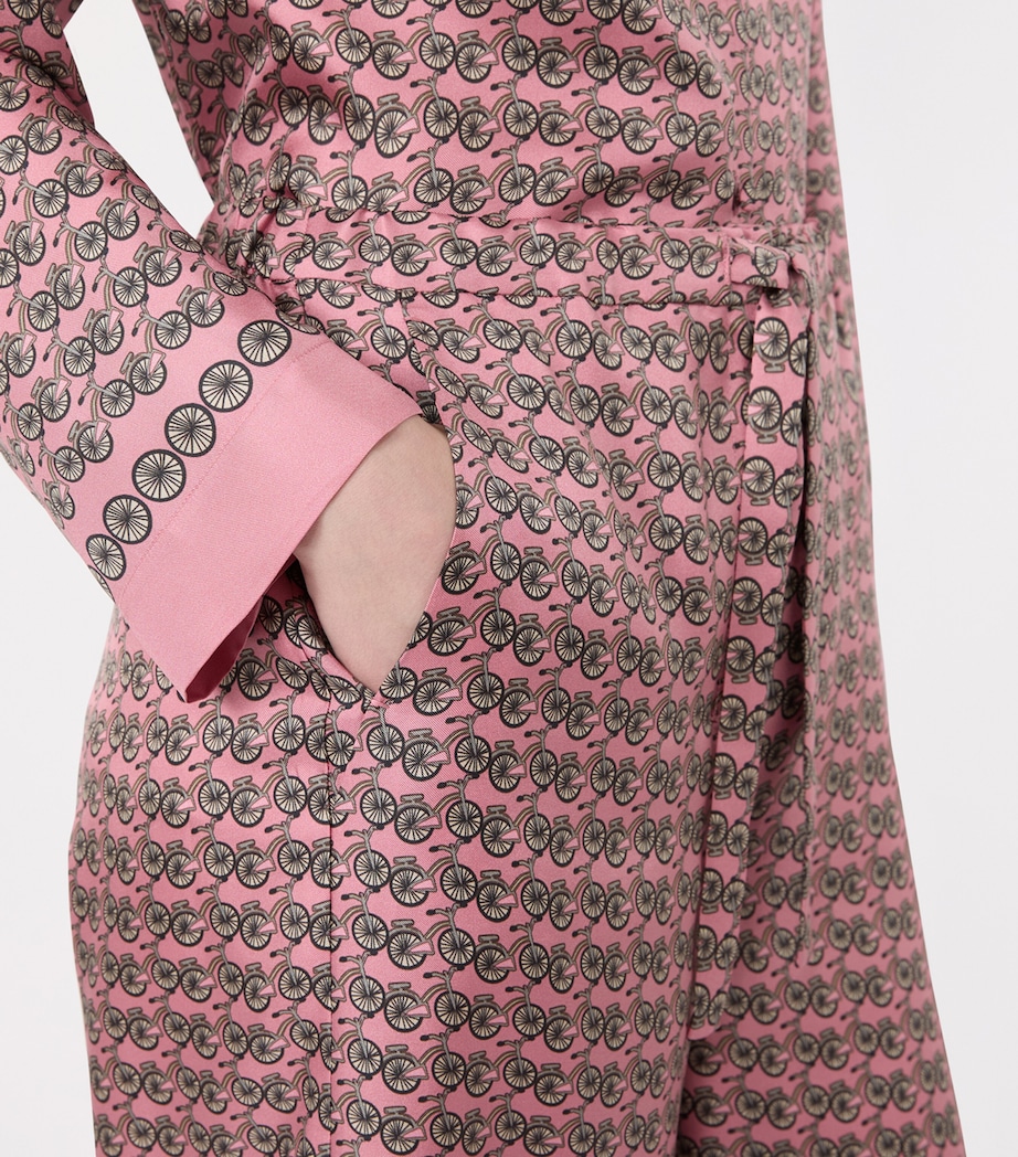 Max Mara Womens Silk Bicycle Print Wide-Leg Trousers Pink Image 5