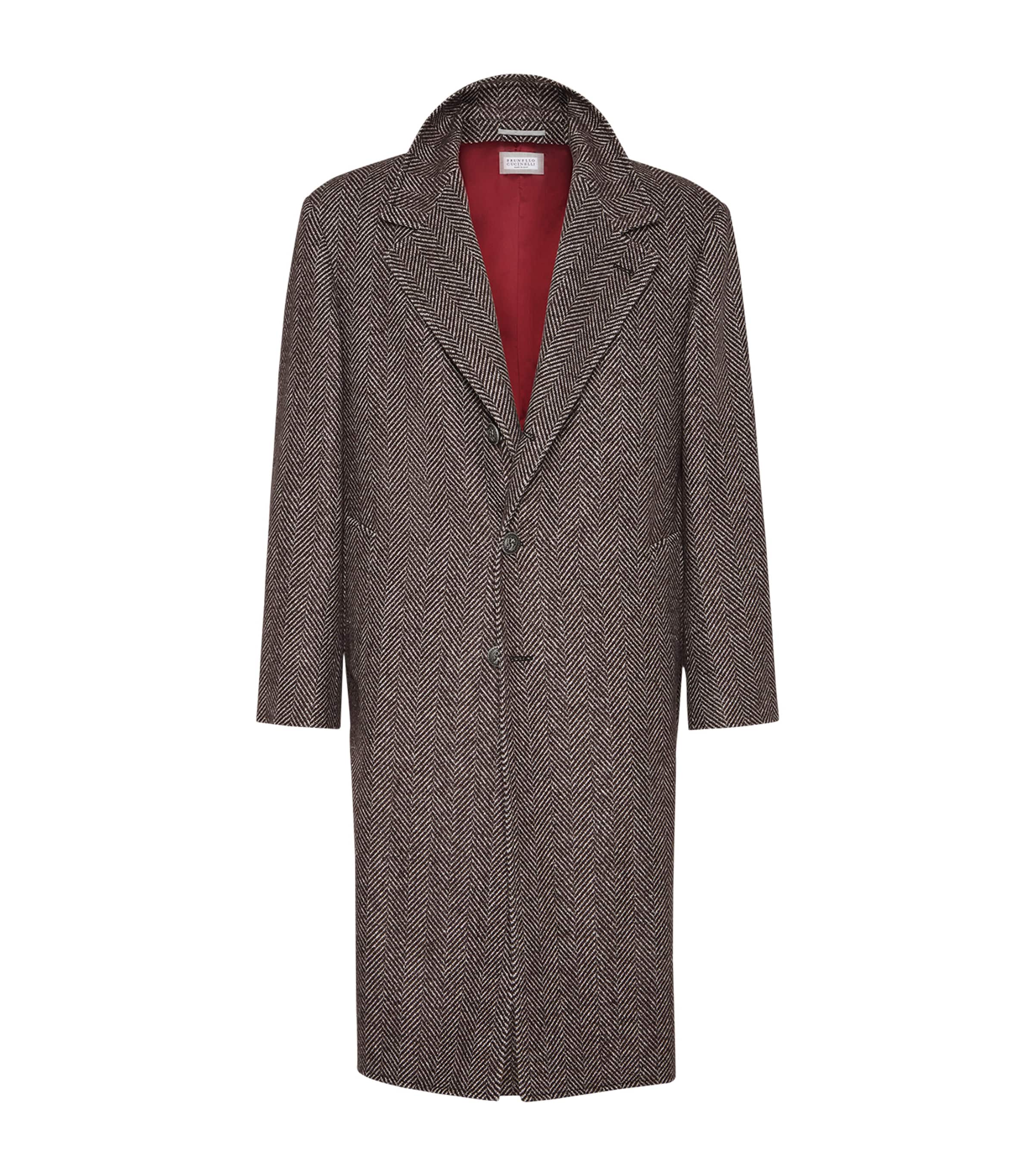 Brunello Cucinelli Cashmere And Silk Single Breasted Coat In Brown