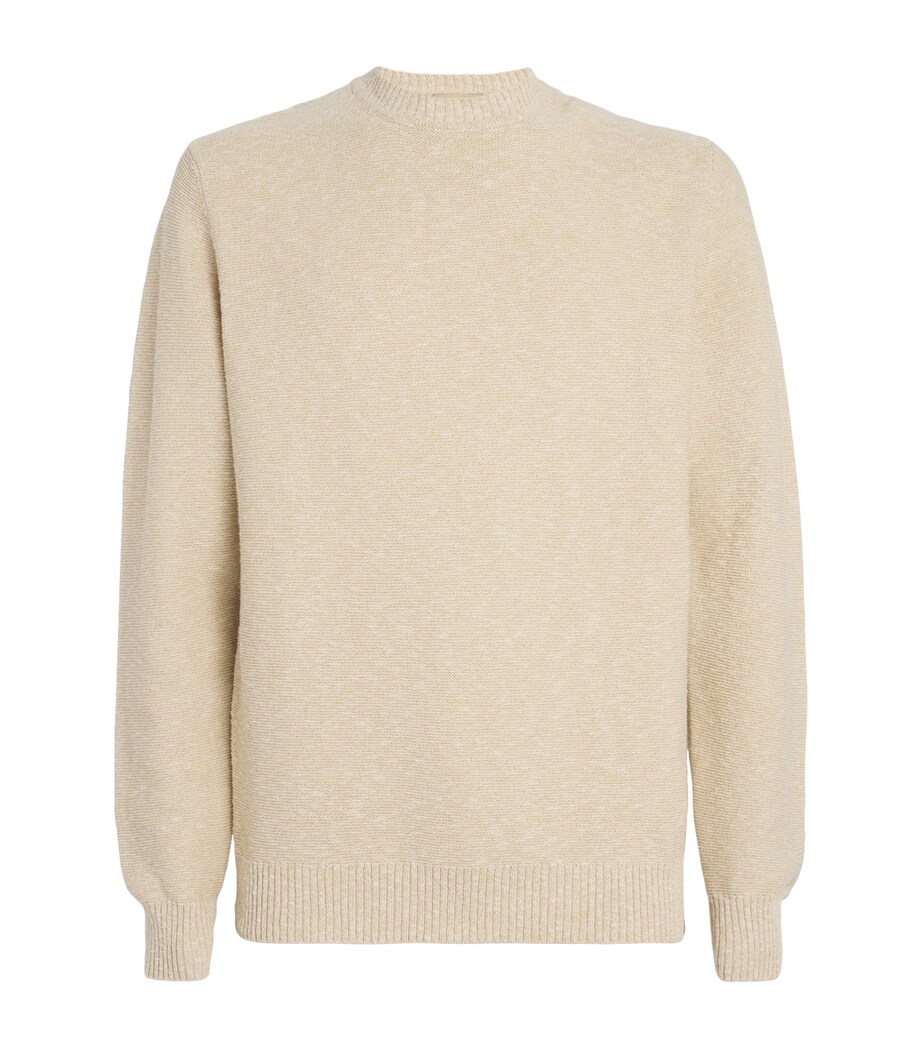 Cotton-Blend Crew-Neck Sweater 8890-WHITE PEPPER Image 1