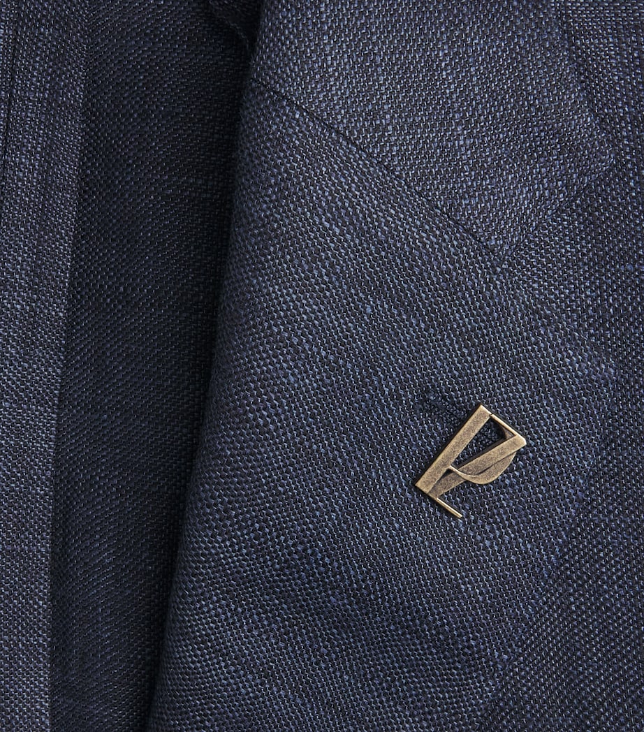 Pal Zileri Mens Linen-Wool Brera Blazer Blue Navy Image 6