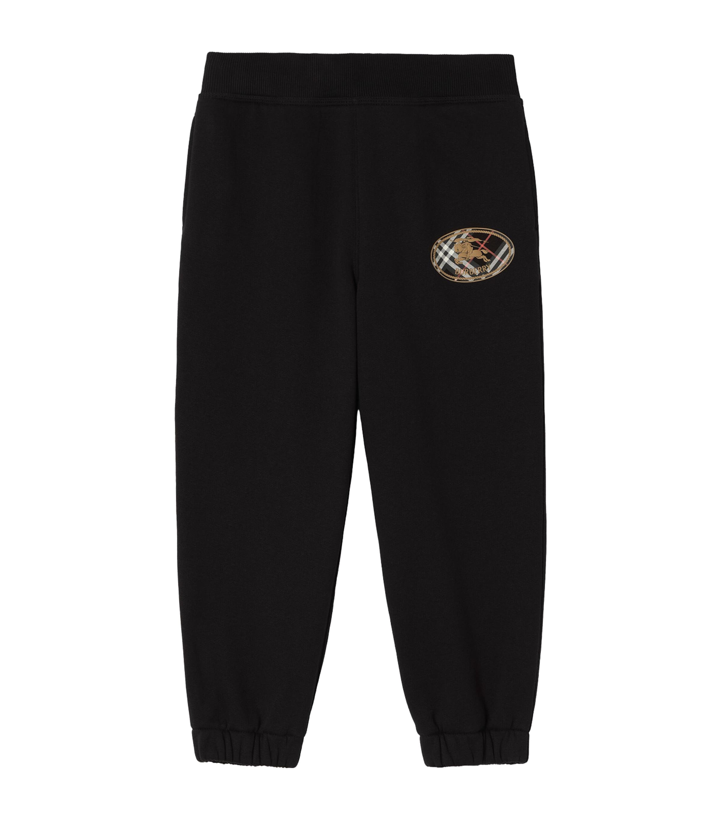 Burberry Kids Cotton Knight Stamp Sweatpants (4-12 Years) Black Image 1