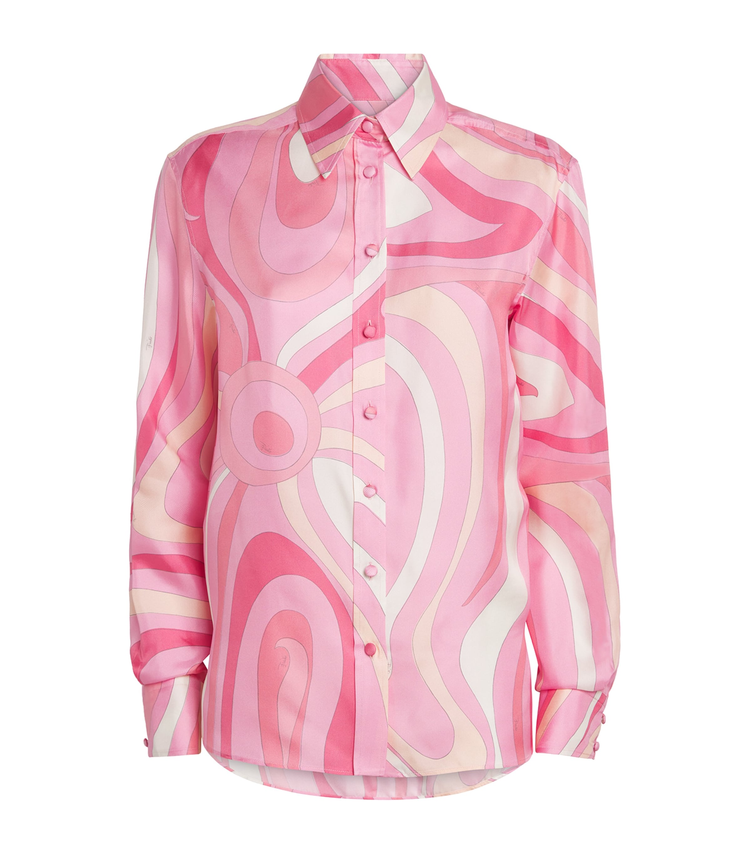 Pucci Abstract Silk Shirt Collared Neck In Pink