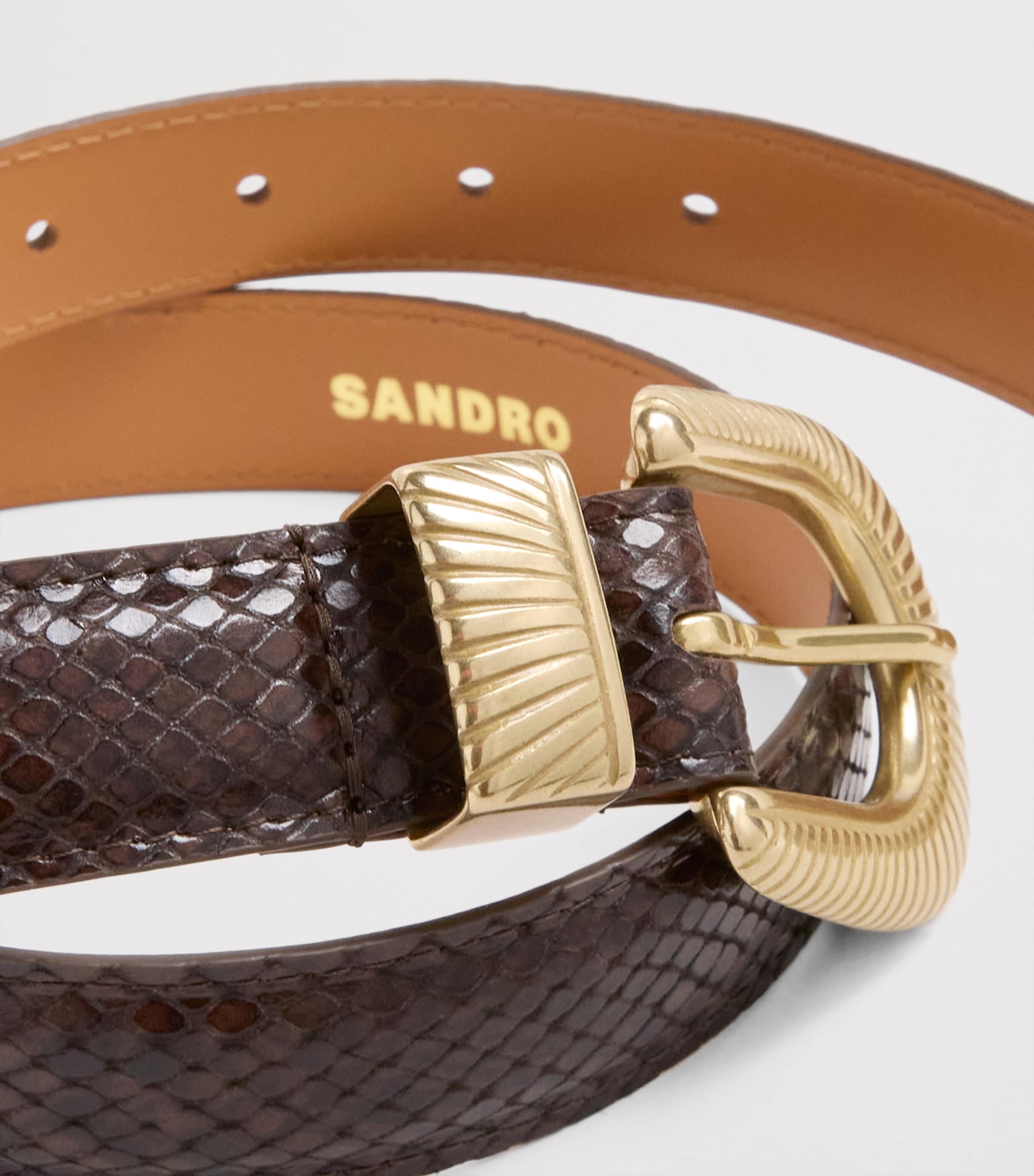 Leather Python-Effect Belt BLACK BROWN Image 5