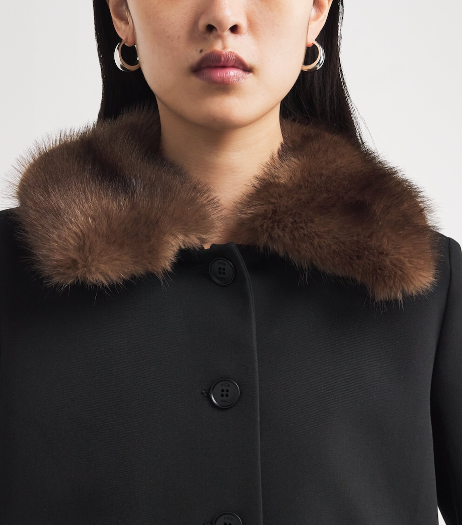 Cropped Removable-Collar Pea Coat BLACK Image 6