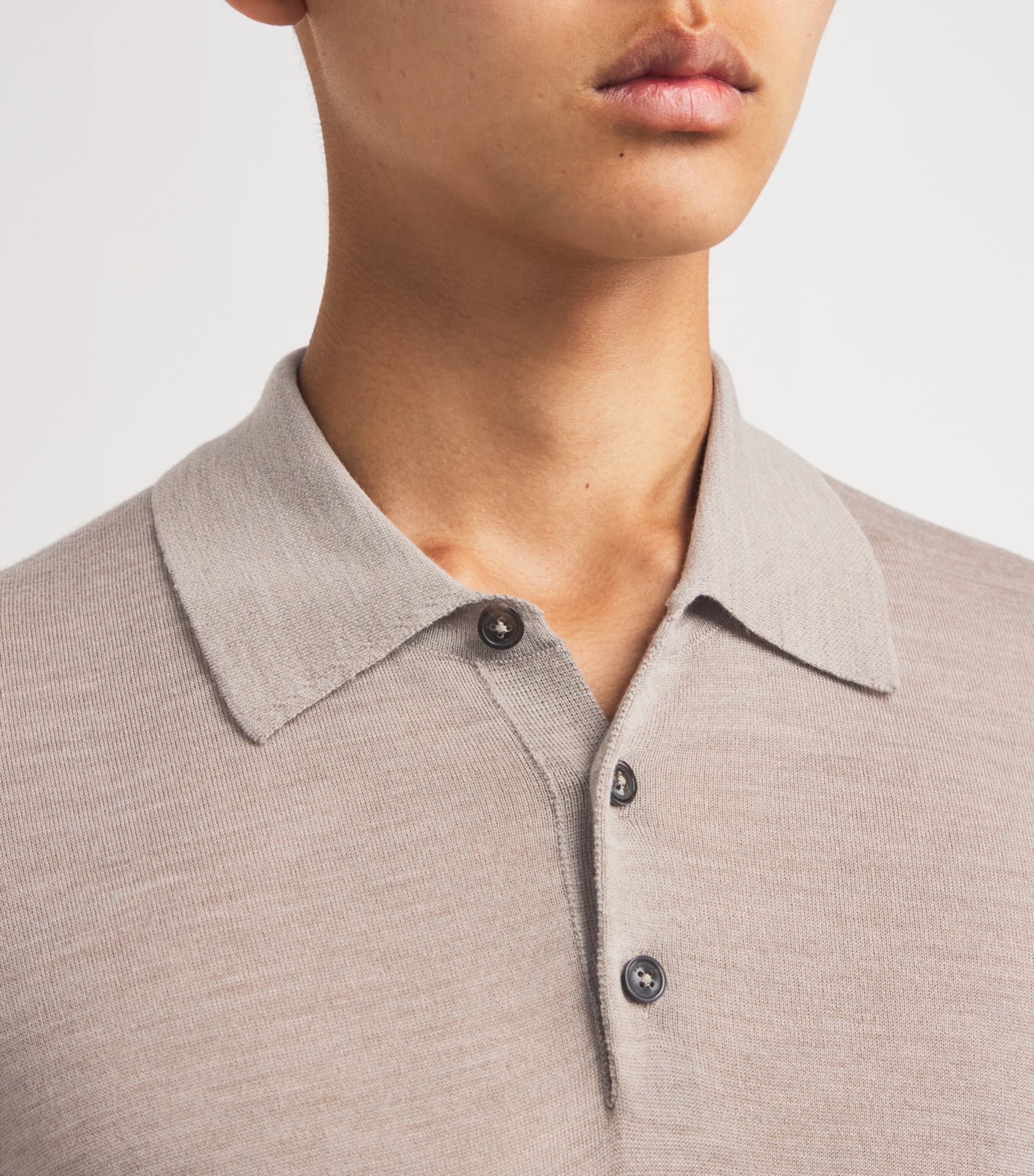 Wool Polo Shirt TAUPE Image 6