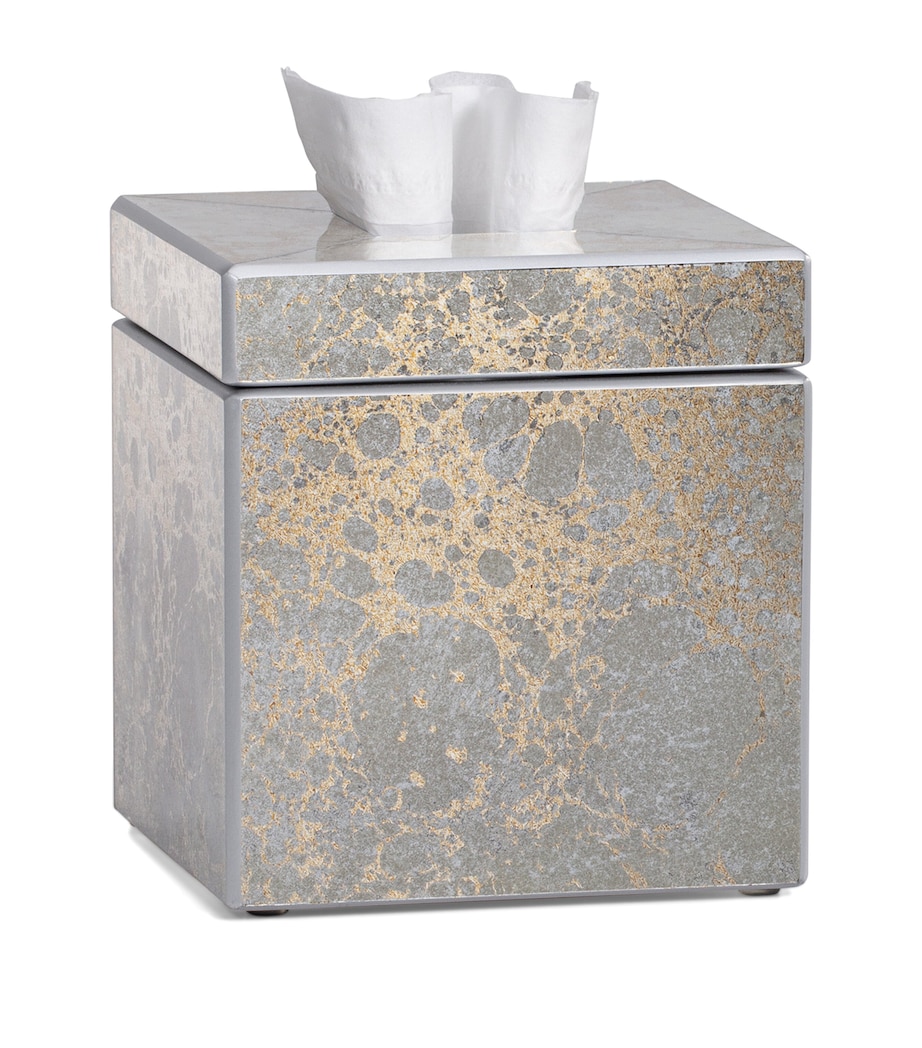 Painted Glass Natasha Tissue Cover SILVER/GOLD Image 1