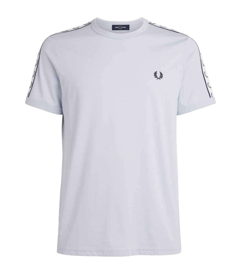 Fred Perry Mens Cotton Tape Ringer T-Shirt Dusky Blue Image 1