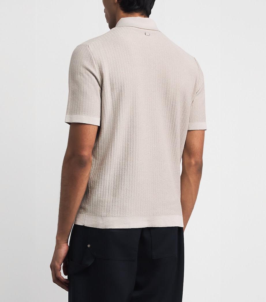 Agnona Mens Cotton-Silk Polo Shirt Light Grey Stone Image 5