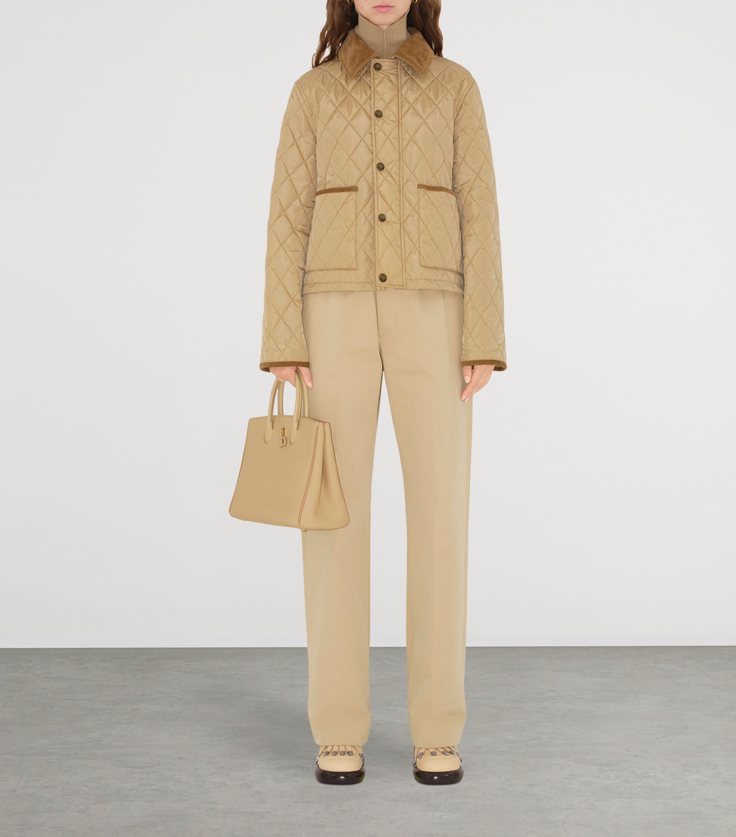 Quilted Field Jacket FLAX/SAND IP CHECK Image 2