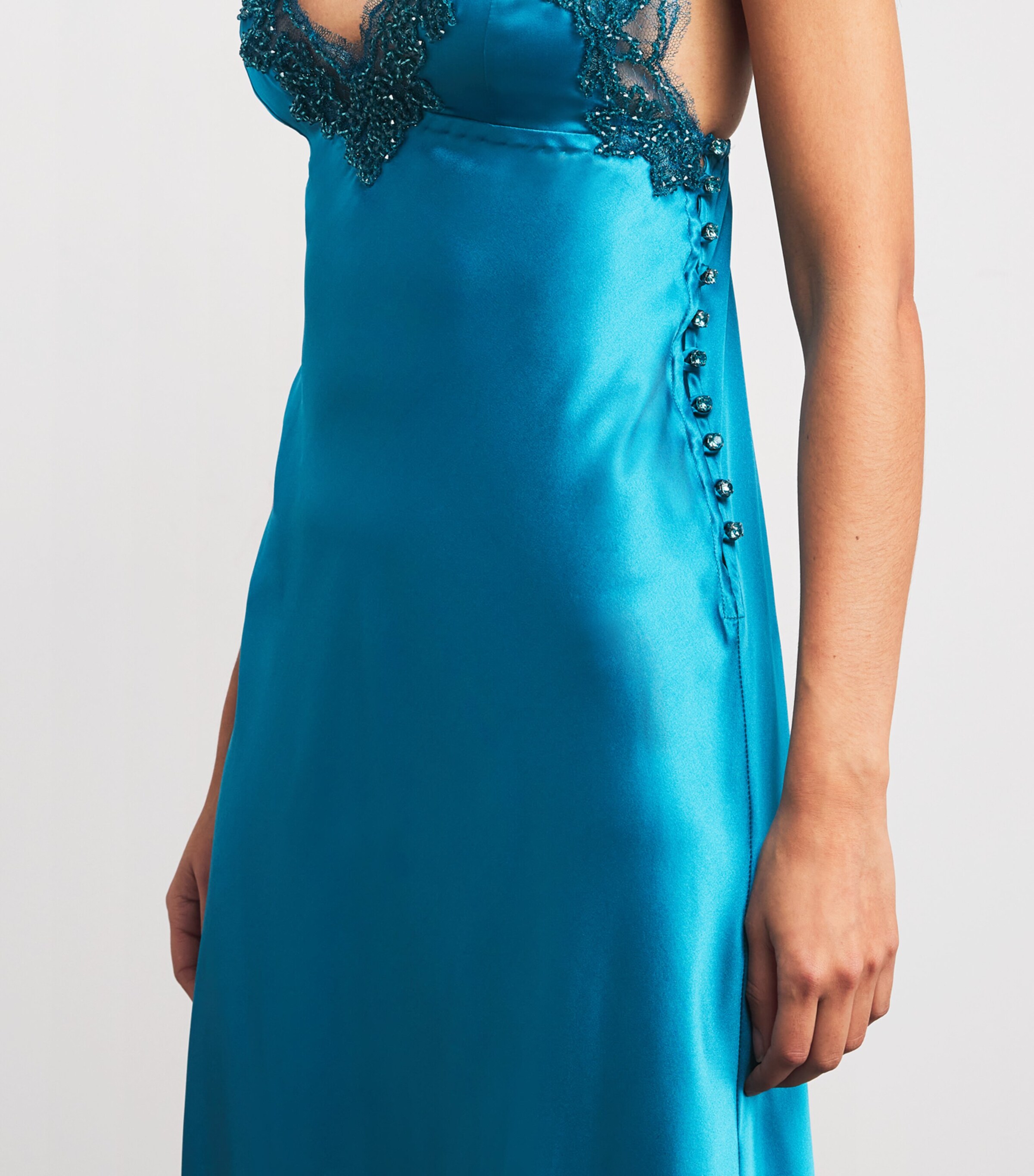 Silk Hope Maxi Nightdress PETROL BLUE GREEN Image 6