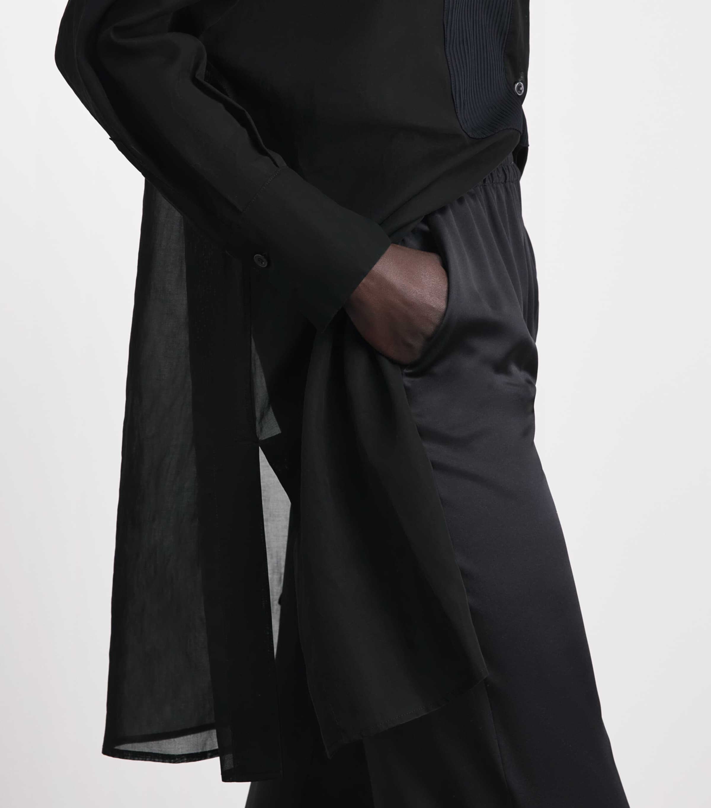 Eleventy Womens Cotton Longline Dress Shirt Nero Image 3