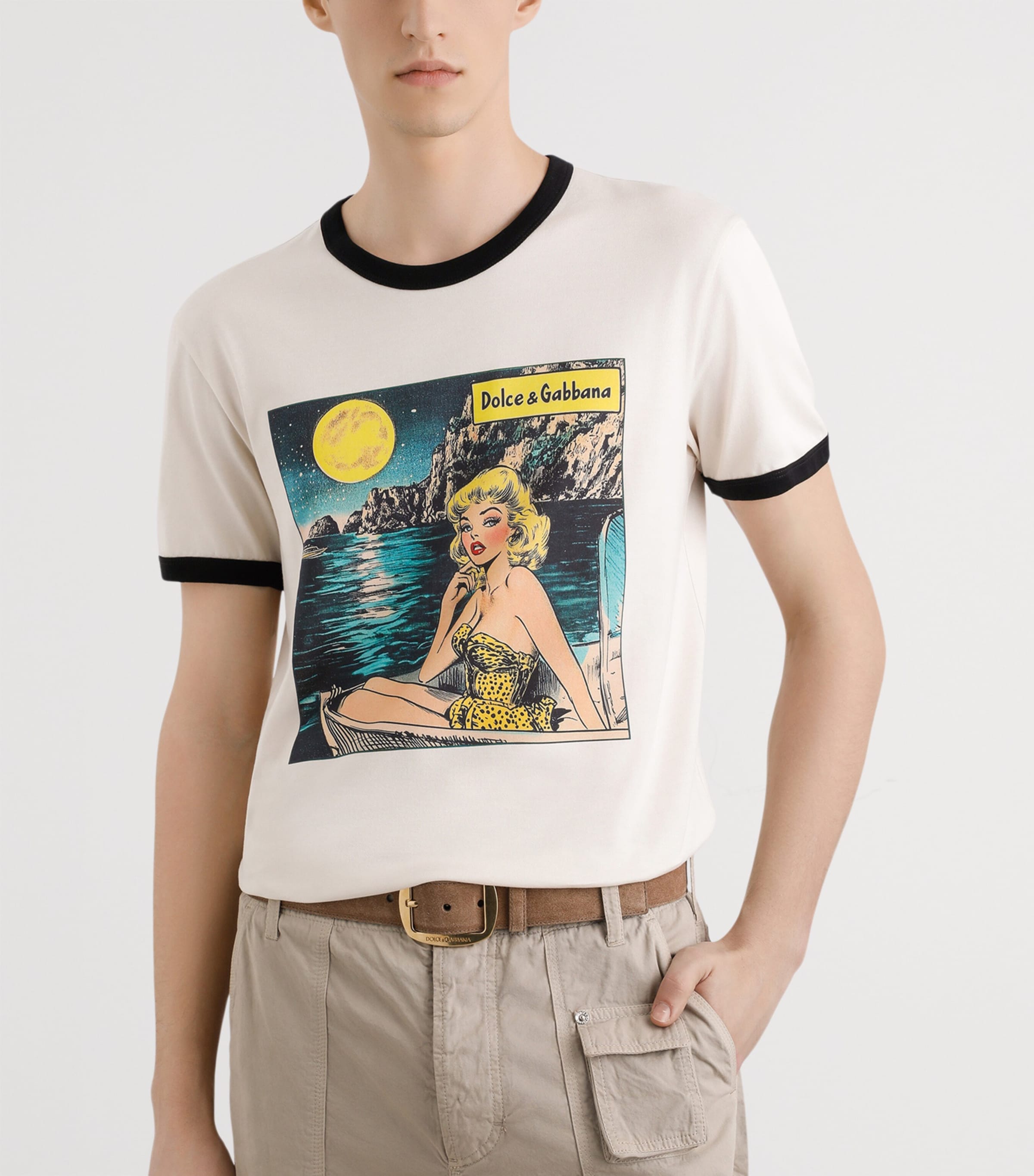 Cotton Ringer T-Shirt A4567-CREAM Image 3