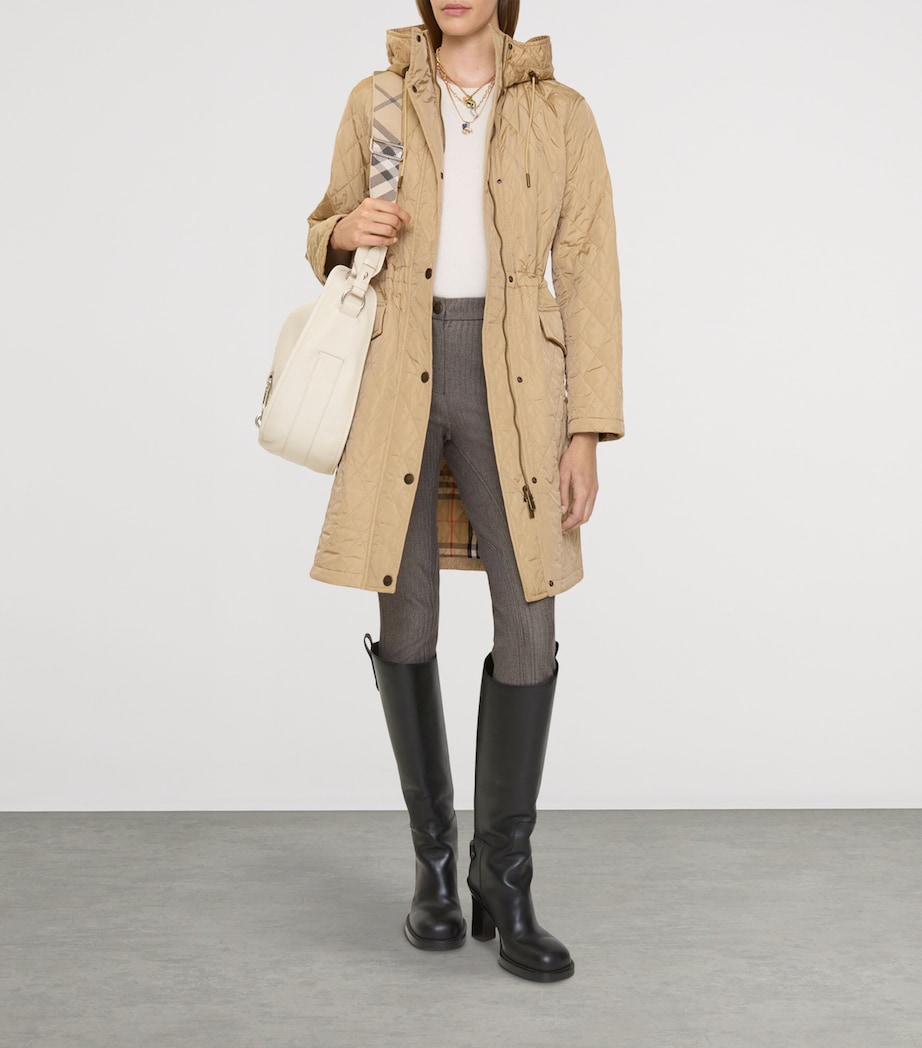 Nylon Quilted Hooded Parka FLAX BEIGE Image 2