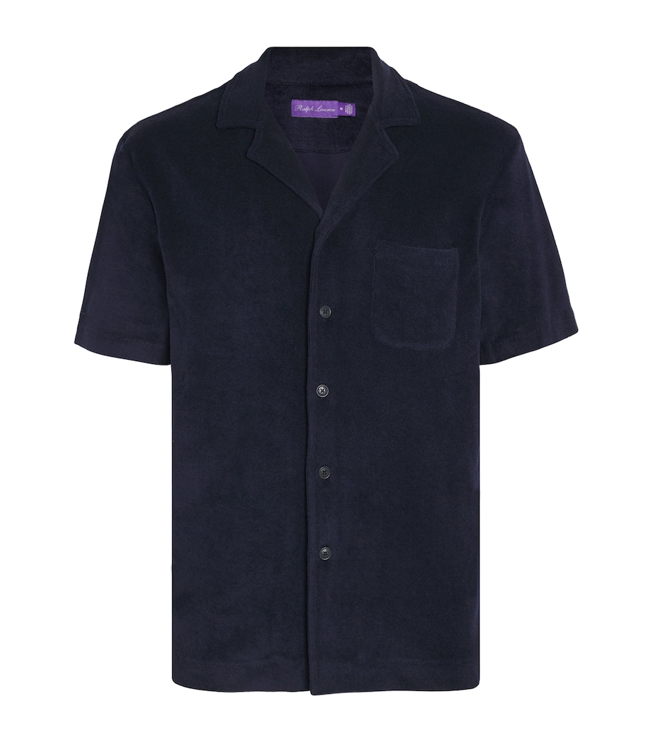 Ralph Lauren Purple Label Mens Cotton-Blend Textured Shirt Classic Chairman Nav Image 1