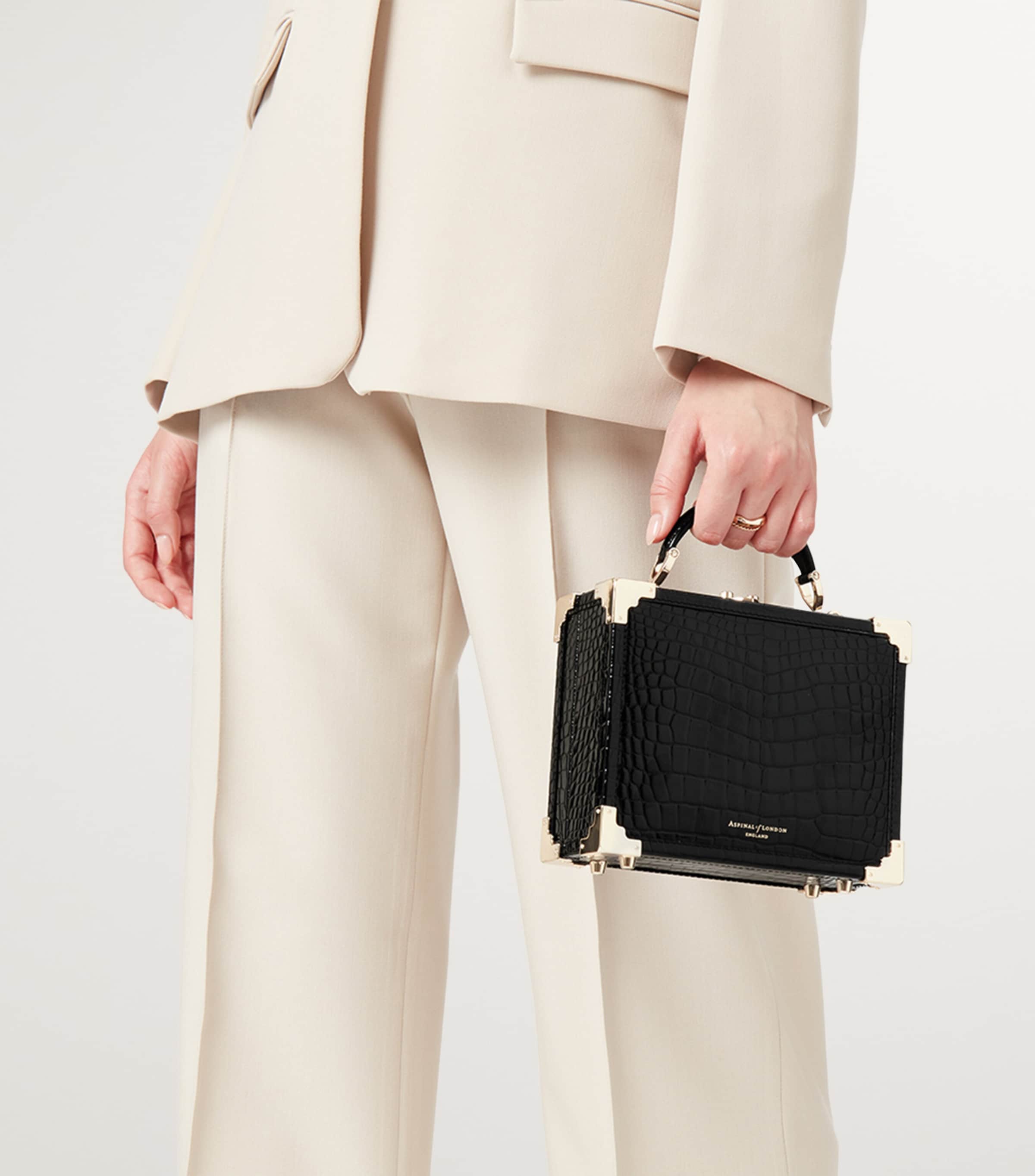 Aspinal Of London Croc-Embossed Leather Trunk Top-Handle Bag