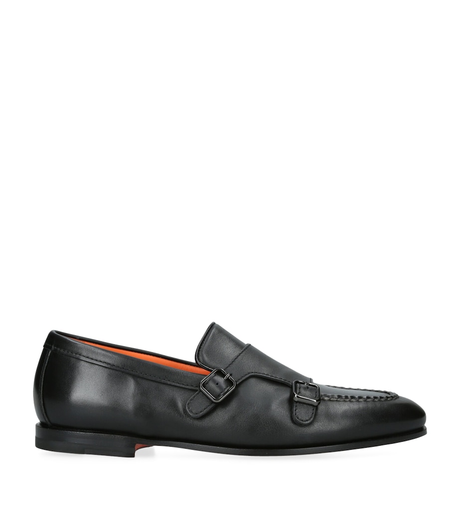 Leather Carlos Double-Strap Monk Shoes BLACK Image 1
