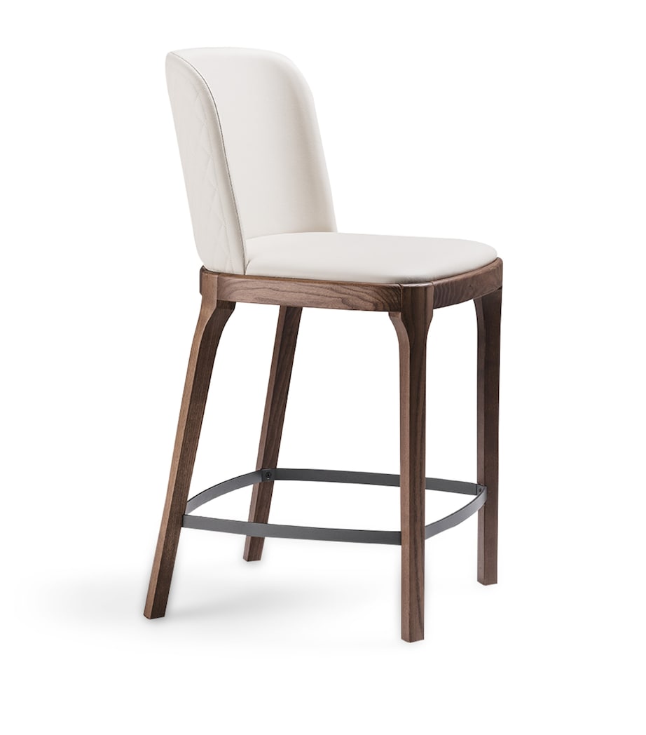 Walnut and Leather Magda Couture Stool CANALETTO WALNUT Image 1