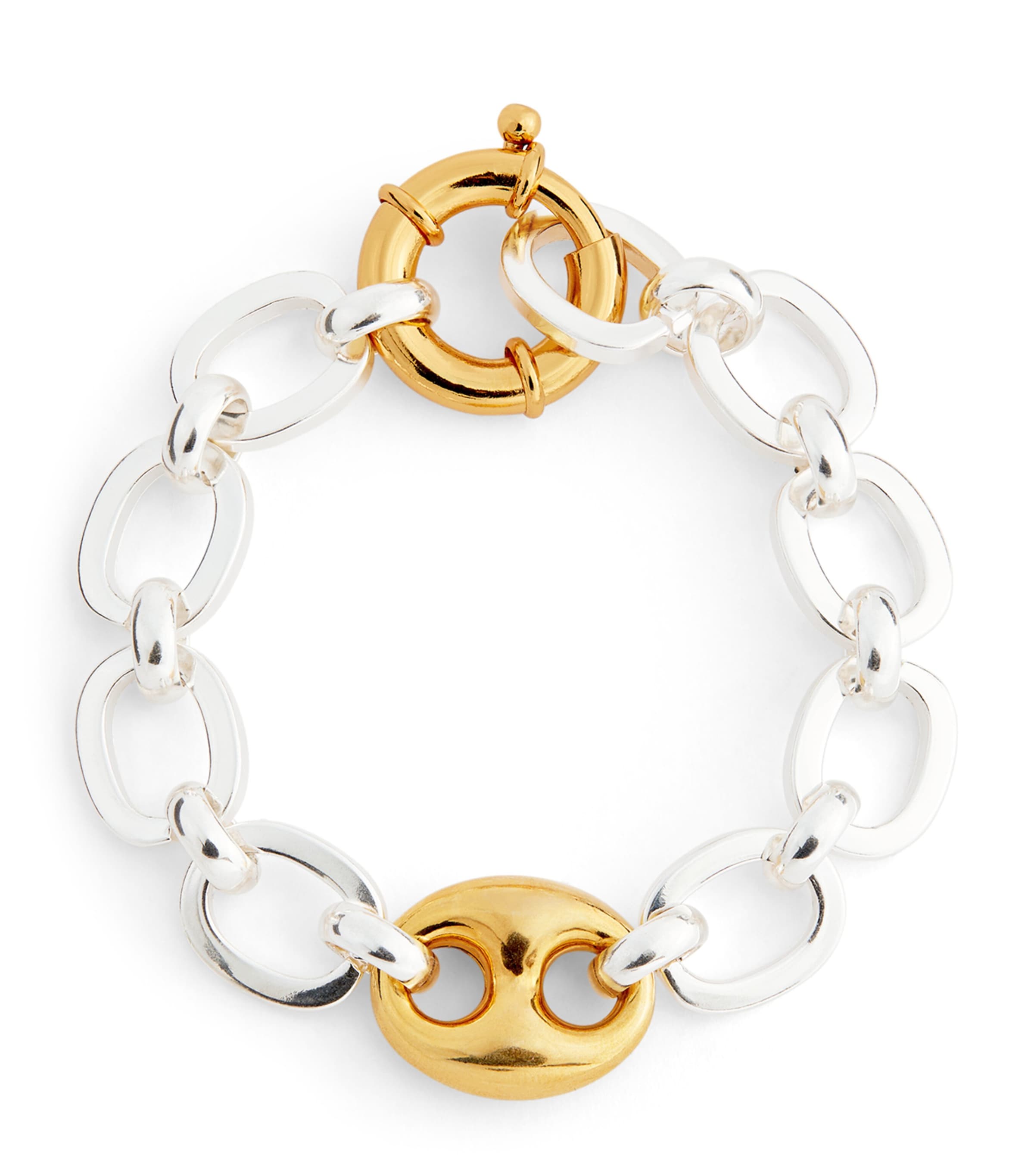 Timeless Pearly Mixed Metal-tone Link Bracelet In White